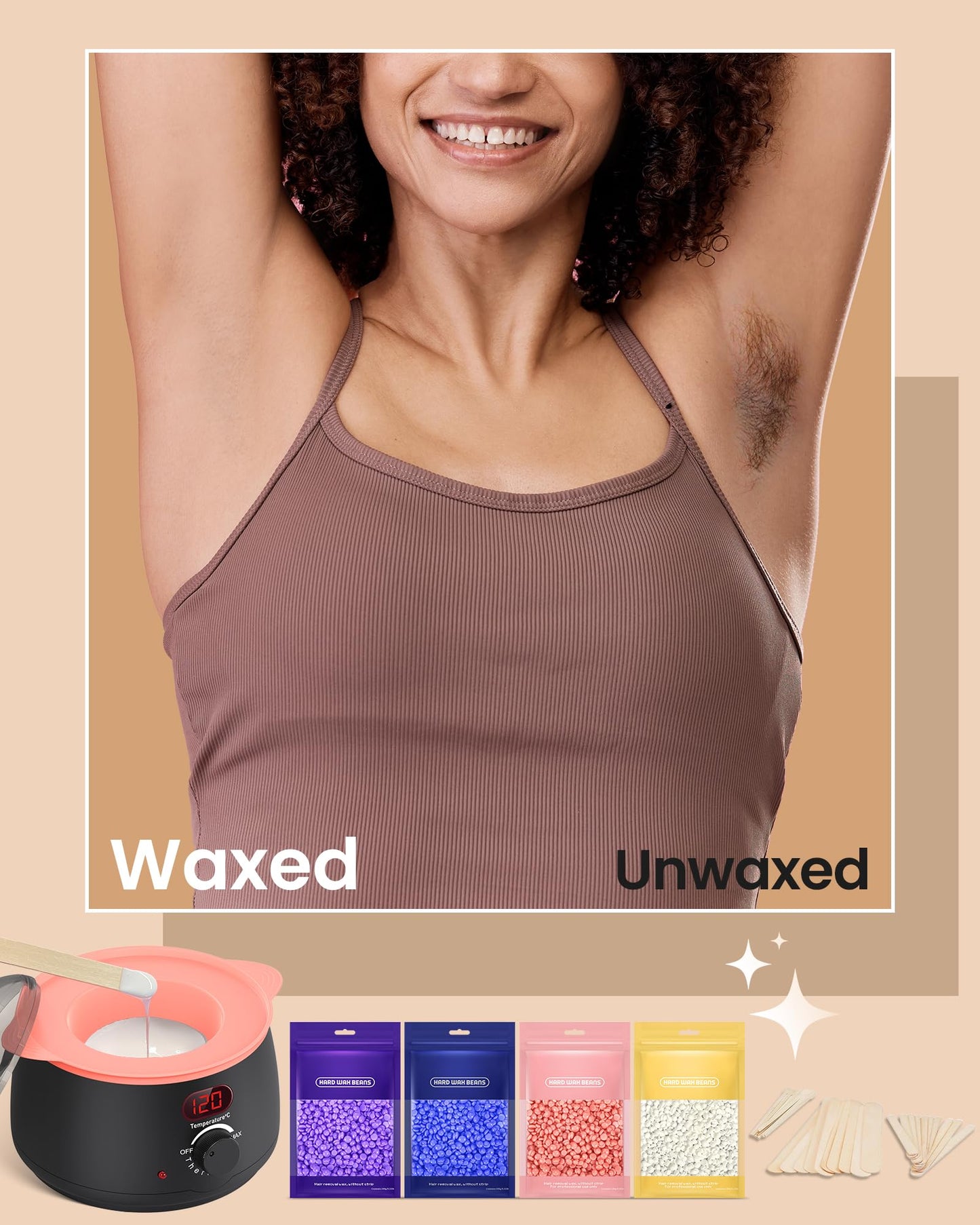 Waxing Kit for Women & Men: Digital Display Waxing Kits, Hard Wax Kit Wax Warmer for Hair Removal with 4-Pack Hard Wax Beads- All-in-One at-Home Wax Pot Machine for Brazilian, Bikini, Legs & Body 🍁 All In One Marketplace Canada