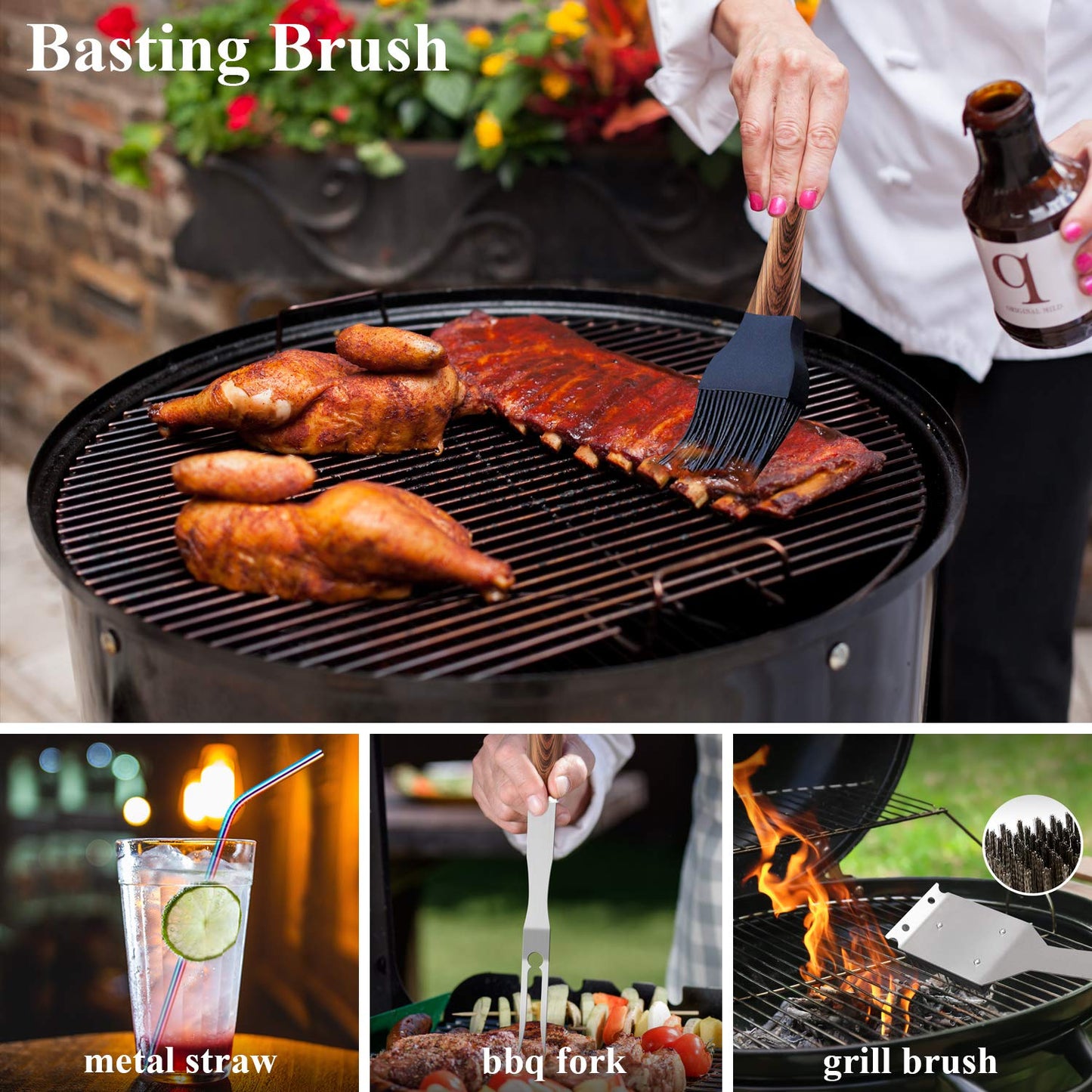 ROMANTICIST 25pcs Extra Thick BBQ Grill Accessories, Father's Day Grilling Gifts Set for Men Dad, Heavy Duty Grill Tools Utensils Kit with Spatula, Tongs in Aluminum Case for Birthday Brown 🍁 All In One Marketplace Canada