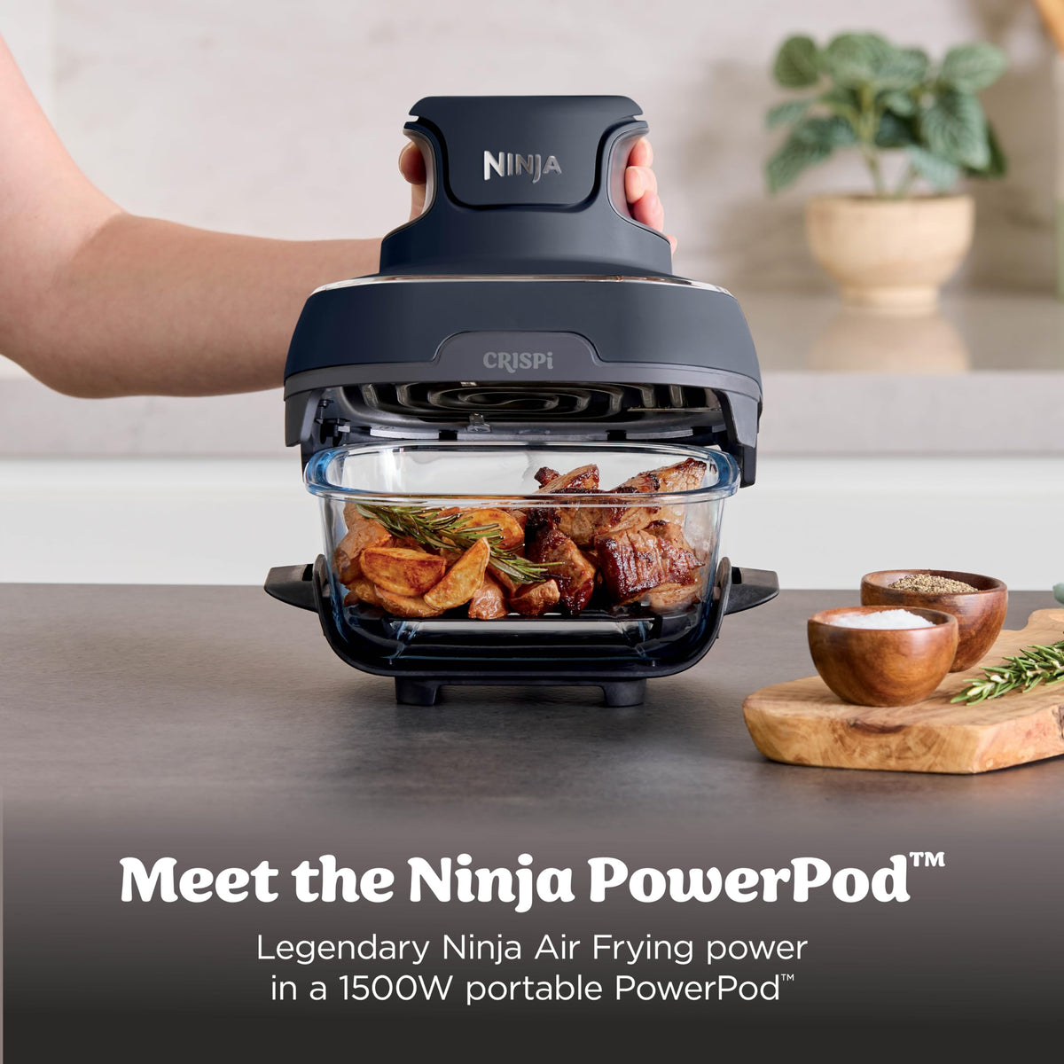 Ninja Crispi Portable Glass Air Fryer Cooking System – 4-Qt & 6-Cup CleanCrisp Containers, Nontoxic, Leak-Proof, Dishwasher Safe – Air Fry, Bake, Max Crisp, Recrisp FN101CGY (Canadian Version) 🍁 All In One Marketplace Canada