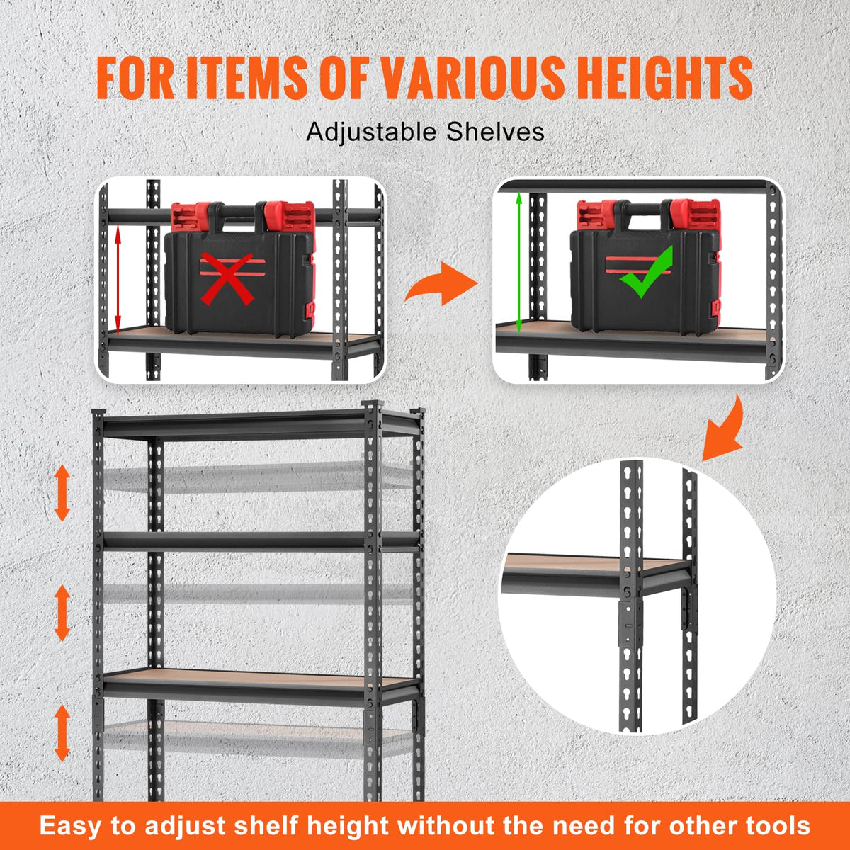 VEVOR Storage Shelving Unit, 5-Tier Adjustable, 2000 lbs Capacity, Heavy Duty Garage Shelves Metal Organizer Utility Rack, Black, 30" L x 12" W x 60" H for Kitchen Pantry Basement Bathroom Laundry 🍁 All In One Marketplace Canada