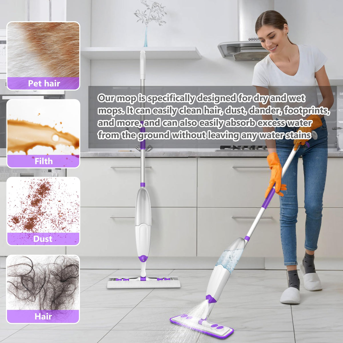 Spray Mops for Hardwood Floor Cleaning, Microfiber Flat Floor Mop with Washable Reusable Pads, Dust Wood Laminate Tile Wet Dry Mopping Head Fit for Disposable Dry Wet Sweeping Refills Cloths 🍁 All In One Marketplace Canada