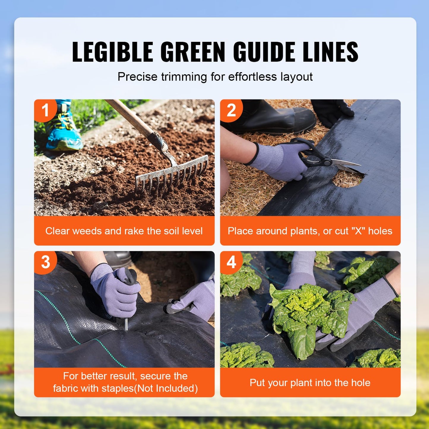 VEVOR Weed Barrier Landscape Fabric, 4*50FT Heavy Duty Garden Weed Fabric, Woven PP Weed Control Fabric, Driveway Fabric, Geotextile Fabric for Landscaping, Ground Cover, Weed Blocker Weed Mat, Black 🍁 All In One Marketplace Canada