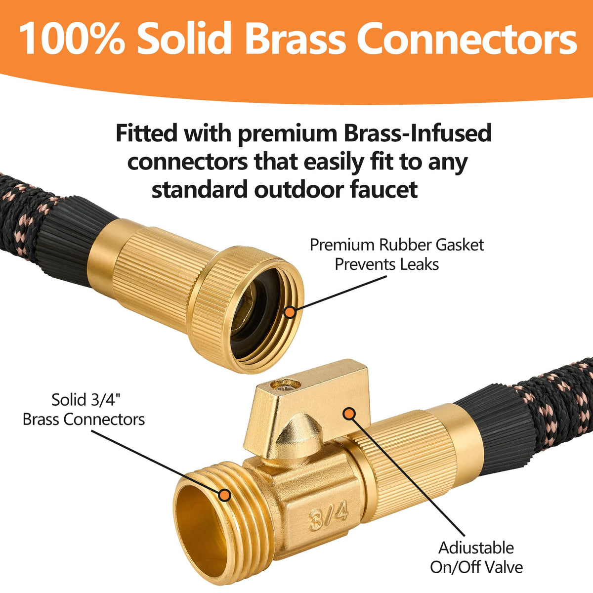 50 Foot Garden Hose – 2026 Upgarded Expandable Garden Hose w/10 Pattern Spray Nozzle, 650psi Brass 3/4” Fittings – Lightweight, Durable, Kink-Free, Retractable Water Hoses for Gardening(Black Gold) 🍁 All In One Marketplace Canada