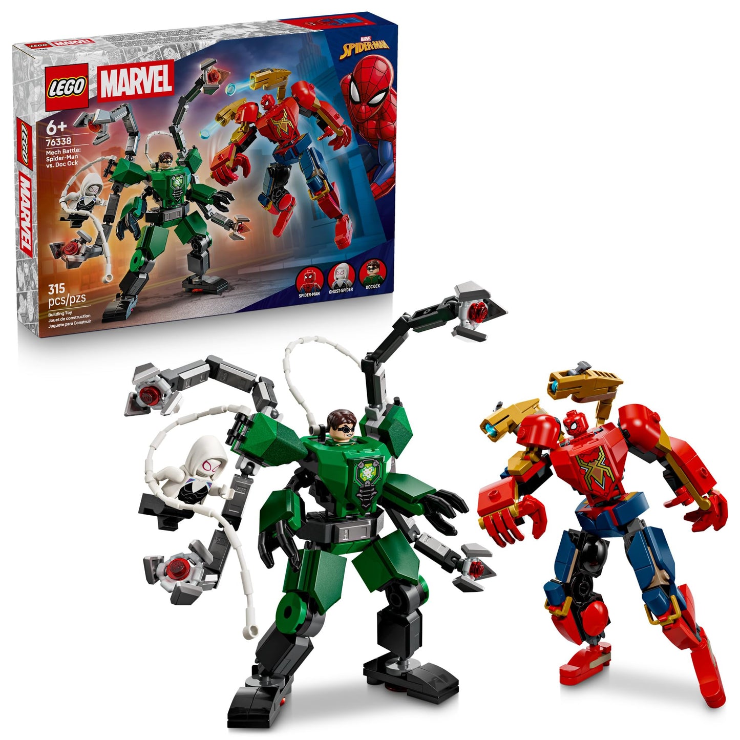 LEGO Marvel Mech Battle: Spider-Man vs. Doc Ock Building Toys for Kids - Super Hero & Villain Poseable Mech Toys W/3 Marvel Minifigures for Kids & Fans, Ages 6+ - Gift Idea for Birthdays - 76338 🍁 All In One Marketplace Canada