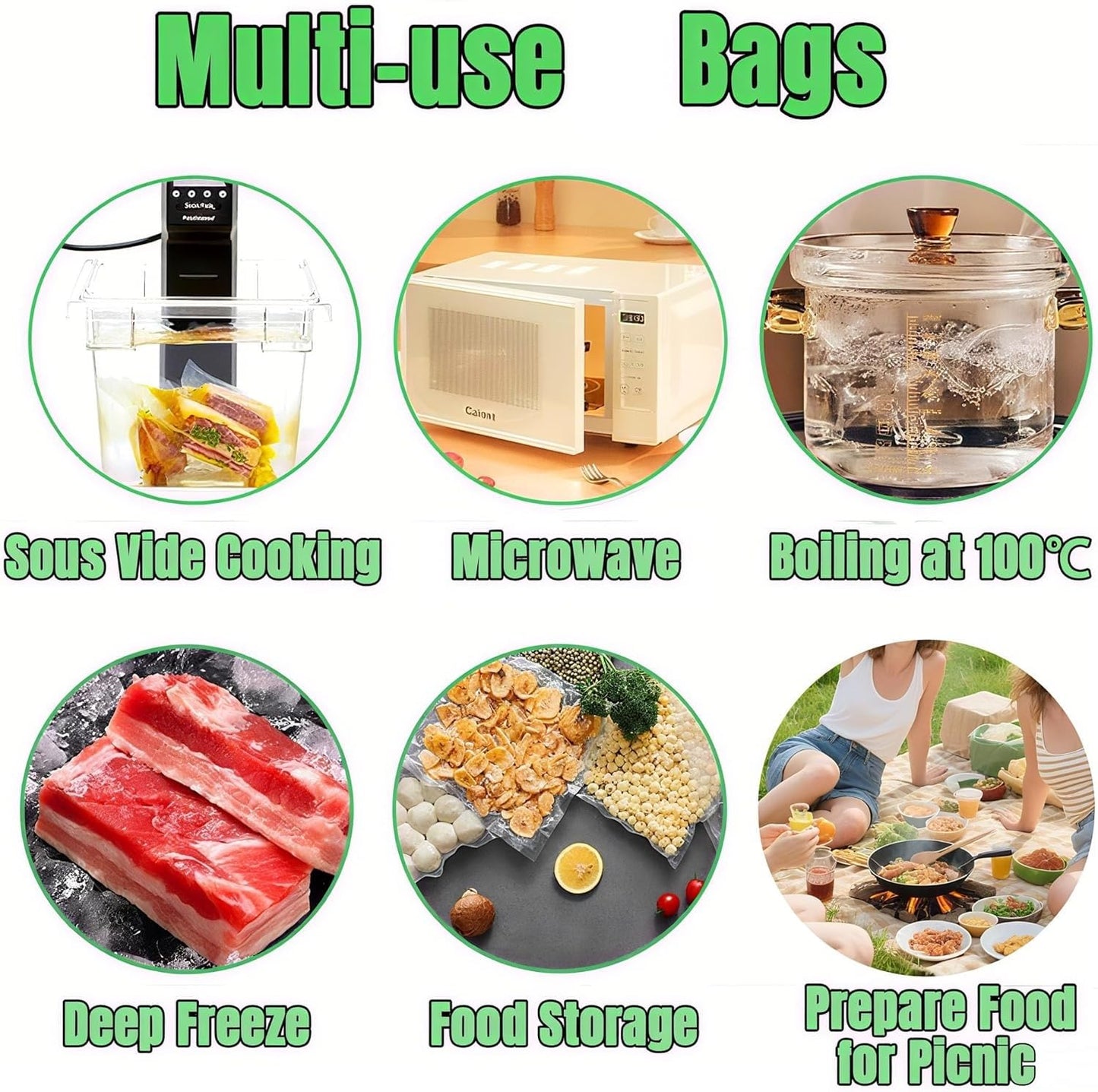 YILUFA1688 Vacuum Sealer Bags 300 Count, Pre-Cut Mixed Sizes (8"x12", 7"x10", 6"x8"), Commercial Grade Heavy Duty BPA-Free Bags, Freezer Safe, Sous Vide & Compatible with All Vacuum Sealers 🍁 All In One Marketplace Canada