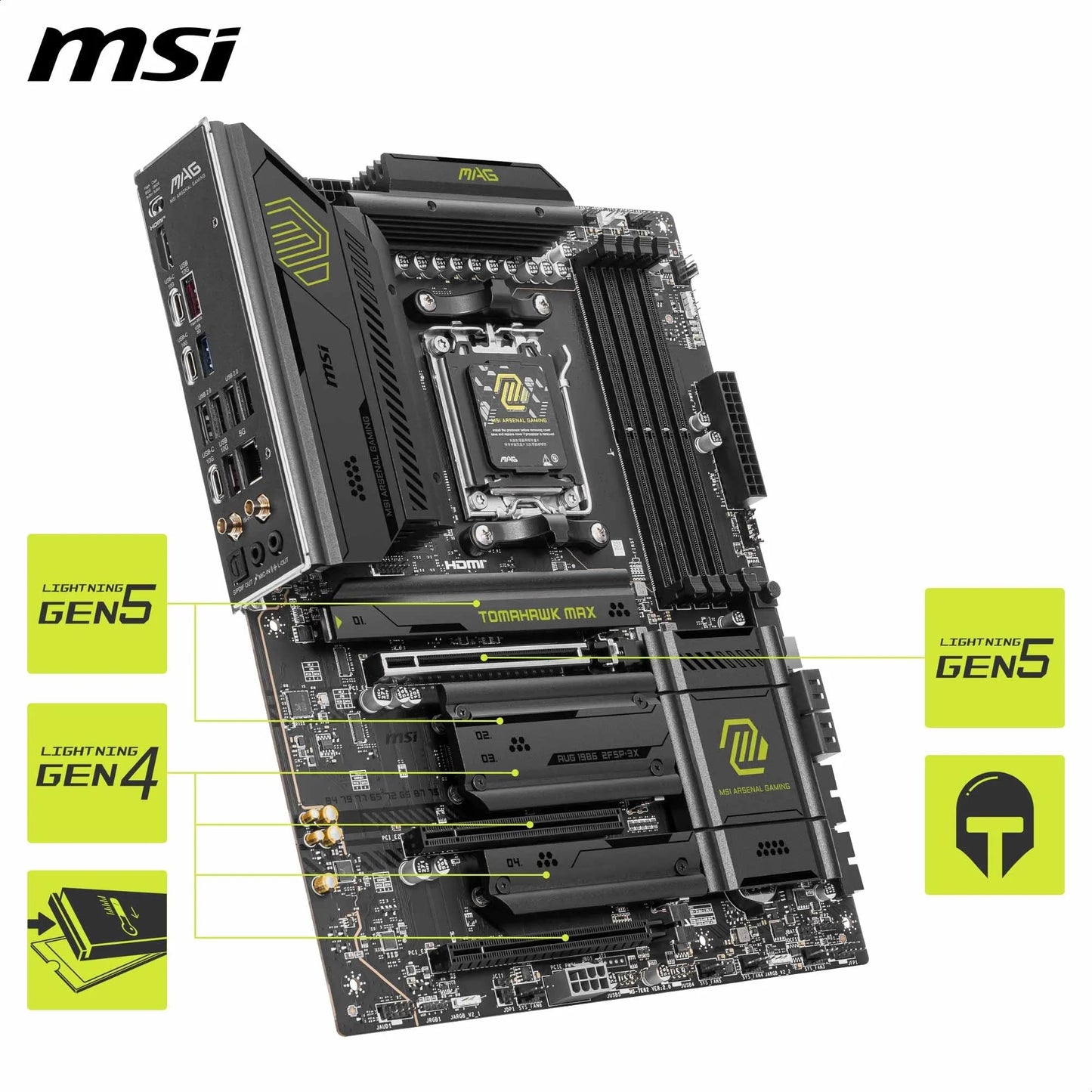 MSI MAG B850 Tomahawk MAX WiFi Gaming Motherboard (AMD Ryzen 9000/8000/7000 Series Processors, AM5, DDR5, PCIe 4.0, M.2, SATA 6Gb/s, USB 3.2 Gen 2, HDMI/DP, Wi-Fi 7, Bluetooth 5.3, 2.5Gbps LAN, ATX) 🍁 All In One Marketplace Canada
