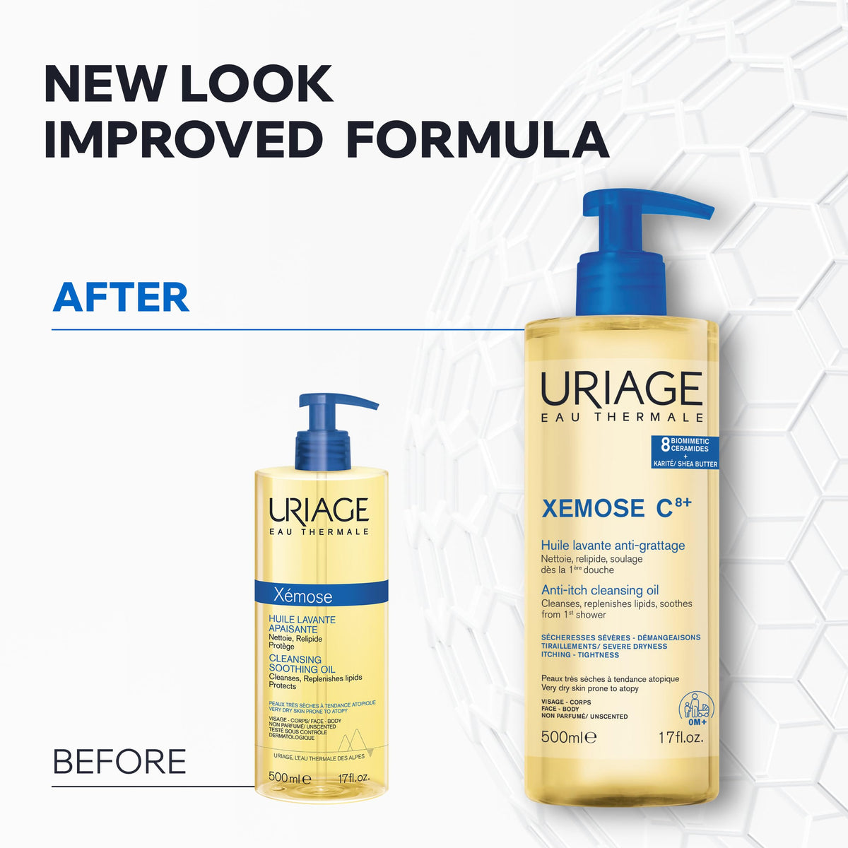 Uriage Xémose Cleansing Soothing Oil - Face & Body Cleanser & Shower Gel - Long-Lasting Comfort For Dry, Sensitive Skin Prone to Atopic Eczema - Soap-free, Fragrance-free For Your Whole Family - 500ml 🍁 All In One Marketplace Canada