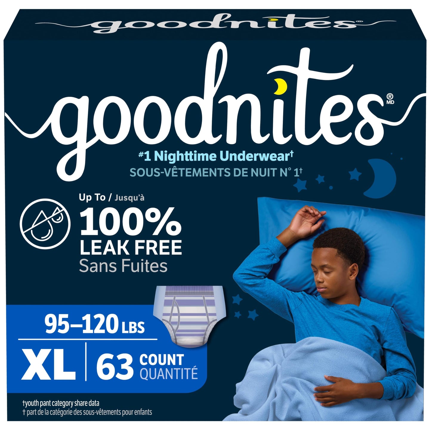 Goodnites Boys' Nighttime Bedwetting Underwear, Size Extra Large (95-120 lbs), 63 Ct (3 Packs of 21), Packaging May Vary 🍁 All In One Marketplace Canada