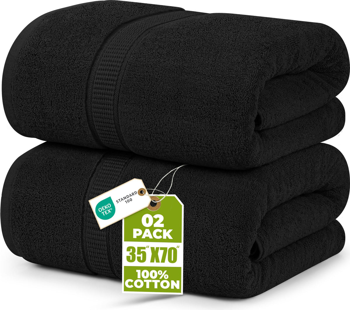 Utopia Towels Luxurious Jumbo Bath Sheet, 35 by 70 Inches, 600 GSM 100% Ring Spun Cotton, Highly Absorbent and Quick Dry Extra Large Bath Towel, Super Soft, Black, 2 Pack 🍁 All In One Marketplace Canada