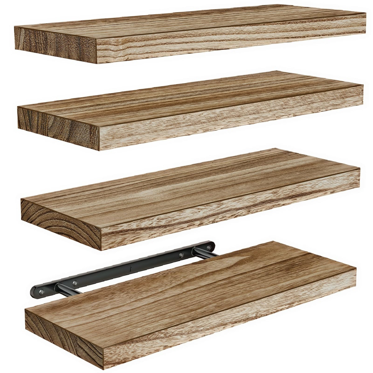 AMADA HOMEFURNISHING Floating Shelves, Paulownia Wood Wall Shelves for Bathroom/Living Room/Bedroom/Kitchen/Home Office, Natural Wood Wall Shelf for Home Storage & Organization, Set of 4, AMFS40 🍁 All In One Marketplace Canada