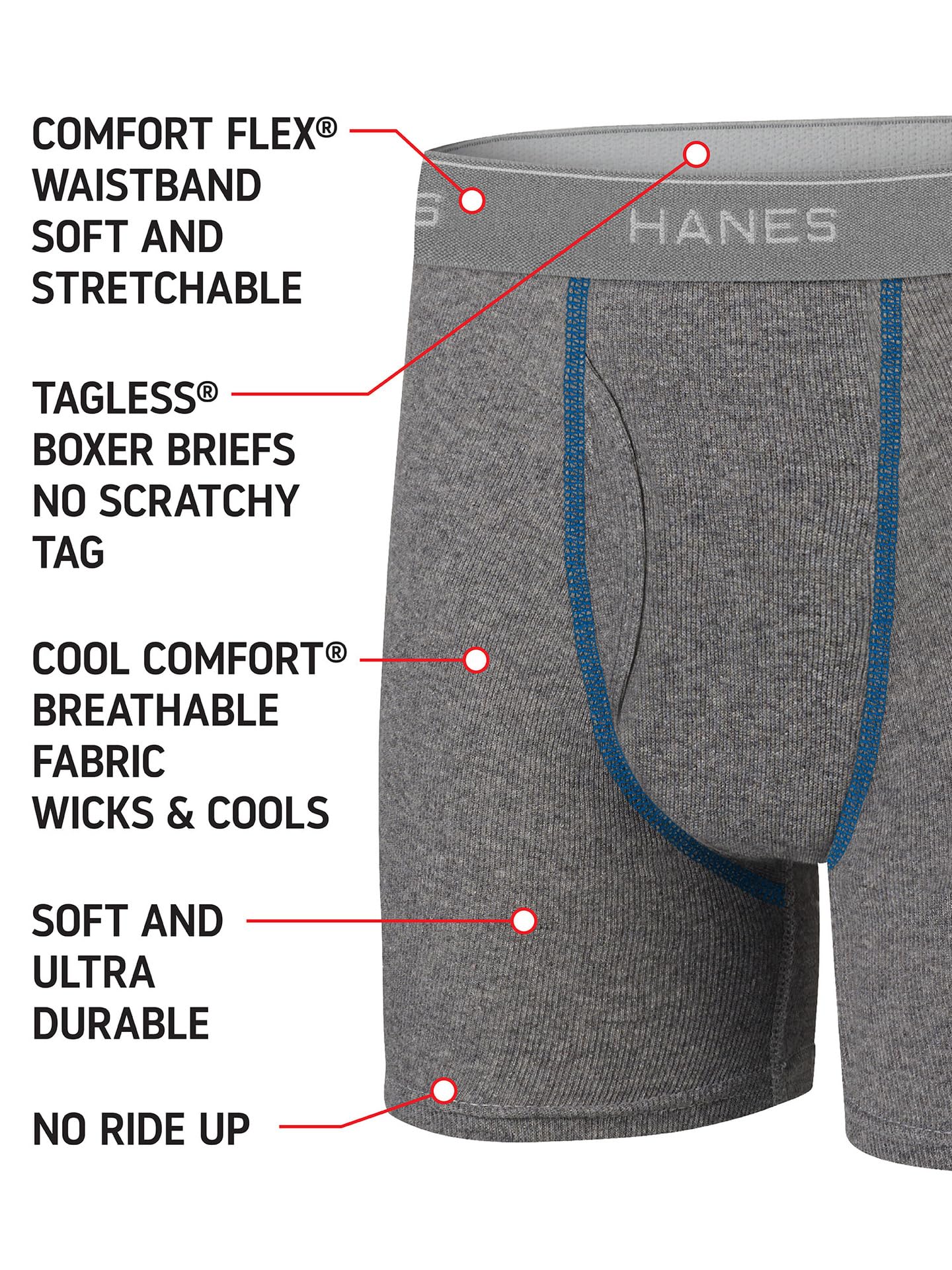 Hanes boys 5 Pack Breathable Boxer Briefs, Assorted, Large US 🍁 All In One Marketplace Canada