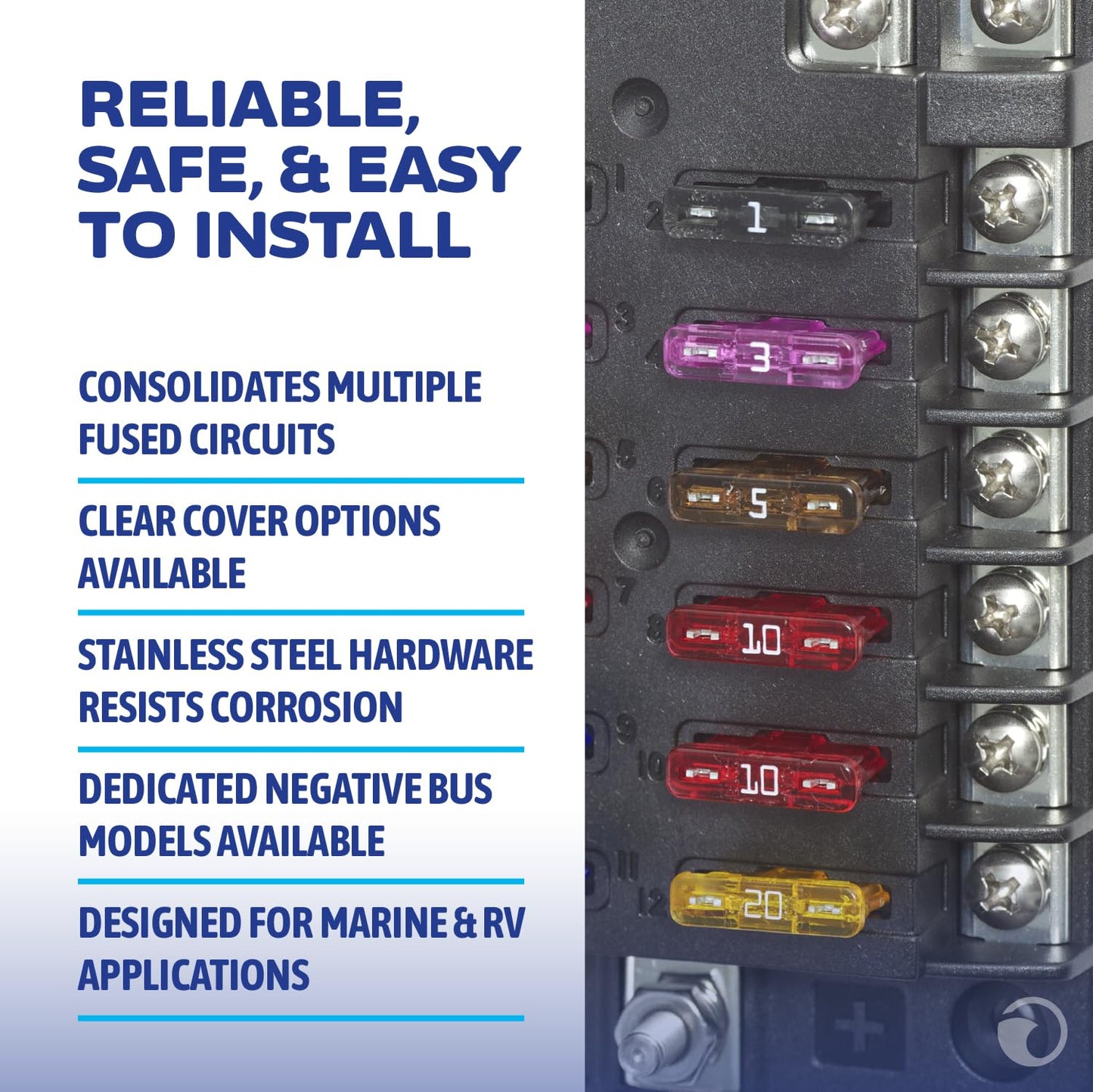 Blue Sea Systems ST Blade Fuse Block - 12 Circuits with Negative Bus & Cover 🍁 All In One Marketplace Canada