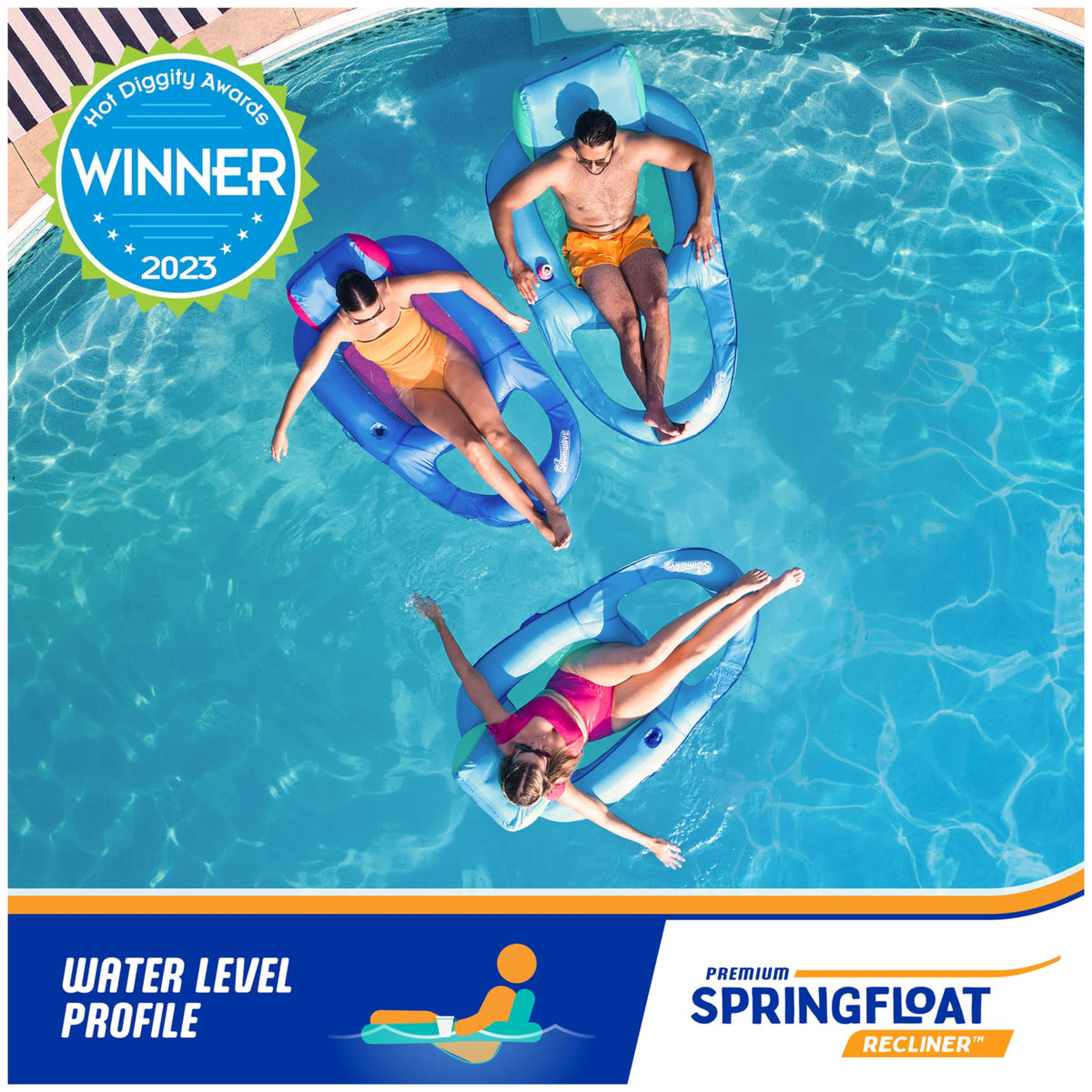 SwimWays Spring Float Premium Recliner Pool Lounger, Inflatable Pool Floats Adult with Fast Inflation for Ages 15 & Up, Sky Blue 🍁 All In One Marketplace Canada