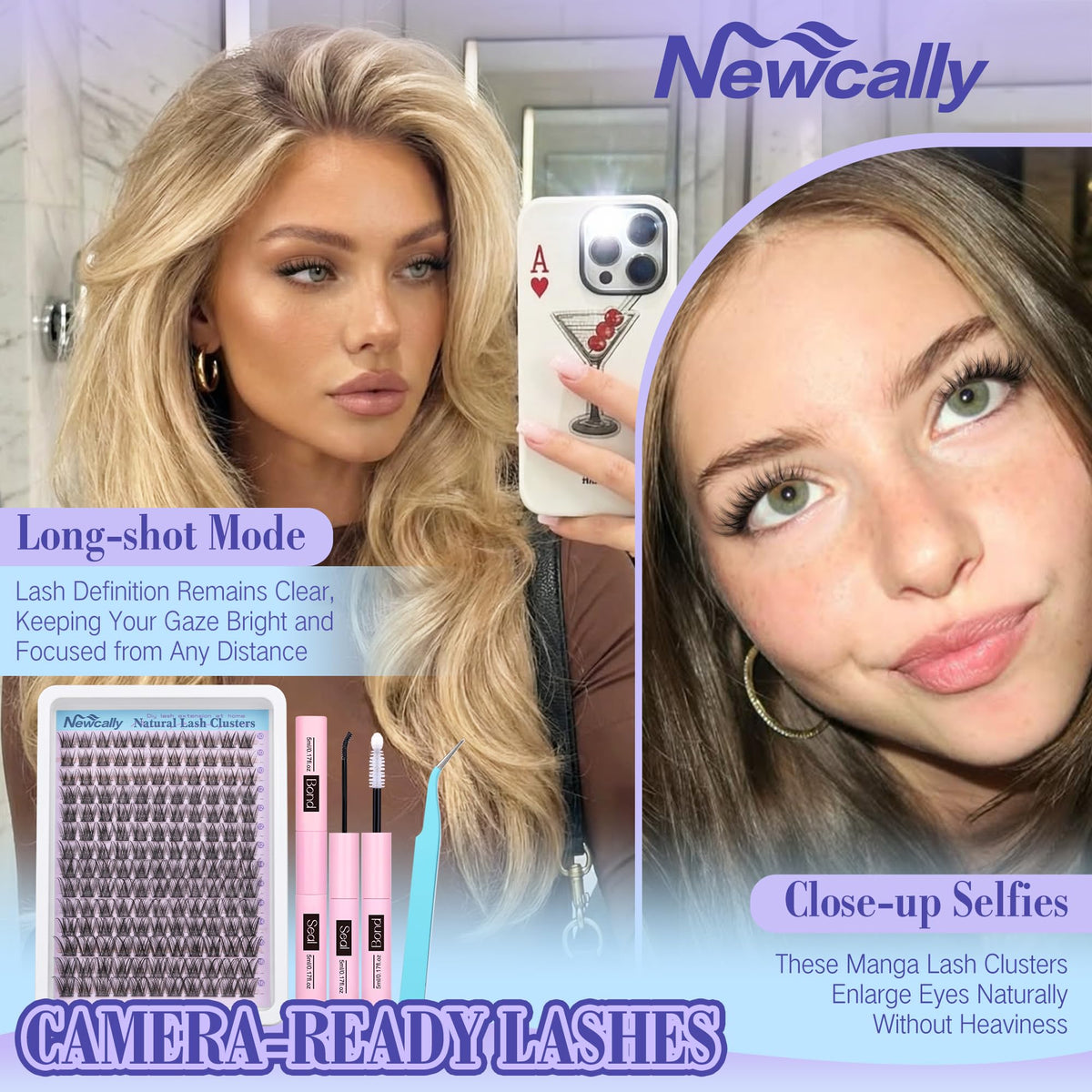 Lash Clusters Kit Wispy Natural Cluster Eyelash Extension Kit DIY Lash Extension Kit C Curl 10-16MM Eyelash Clusters Volume Individual Lashes Kit by Newcally 🍁 All In One Marketplace Canada