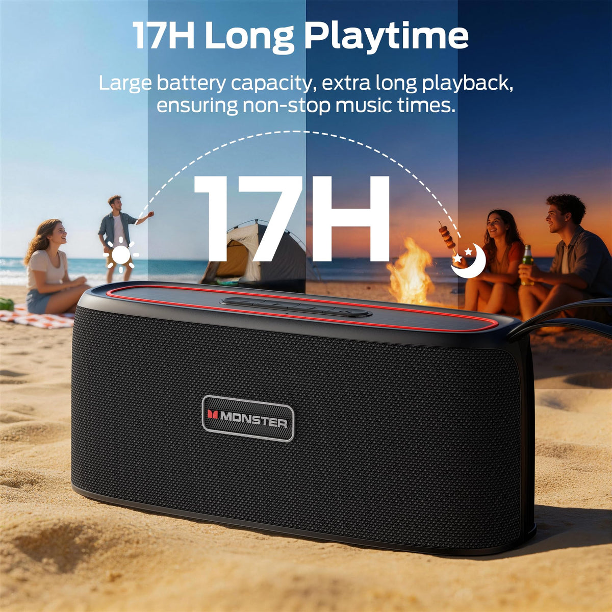 Monster Portable Bluetooth Speaker, 30W Loud Sound Wireless Speaker, IPX6 Waterproof Speaker, 17 Hours Playback, Bluetooth 5.4 TWS Pairing Portable Speakers for Home, Outdoors 🍁 All In One Marketplace Canada