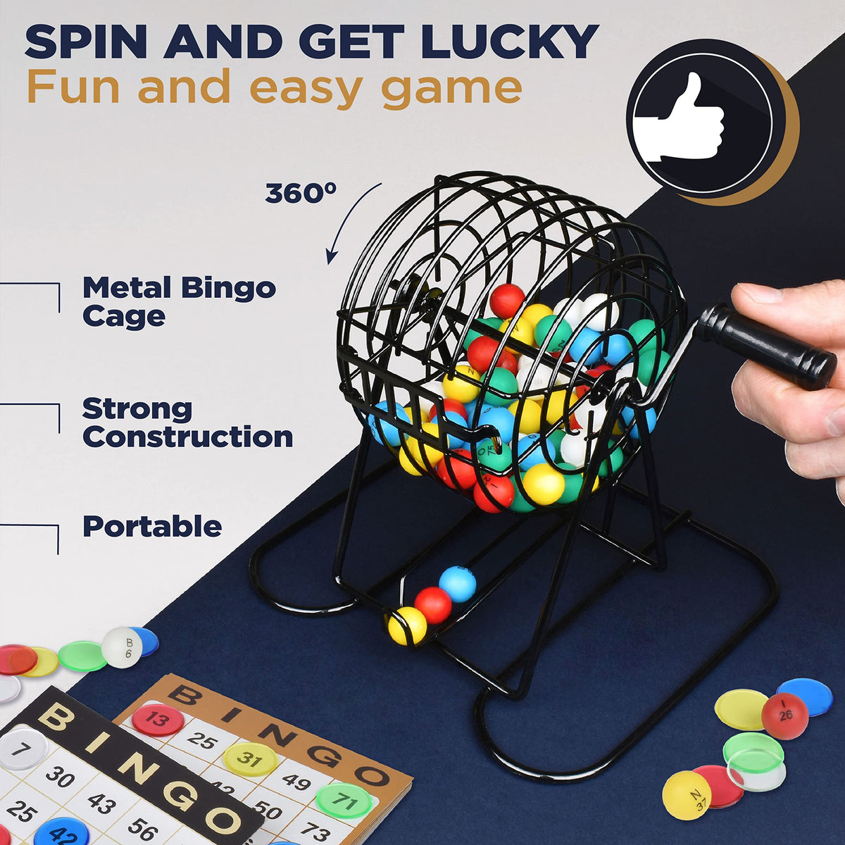 Queensell Bingo Game for Adults - Best Board Game With Metal Cage, Balls Set, and Cards - Family Game for Large Groups 🍁 All In One Marketplace Canada