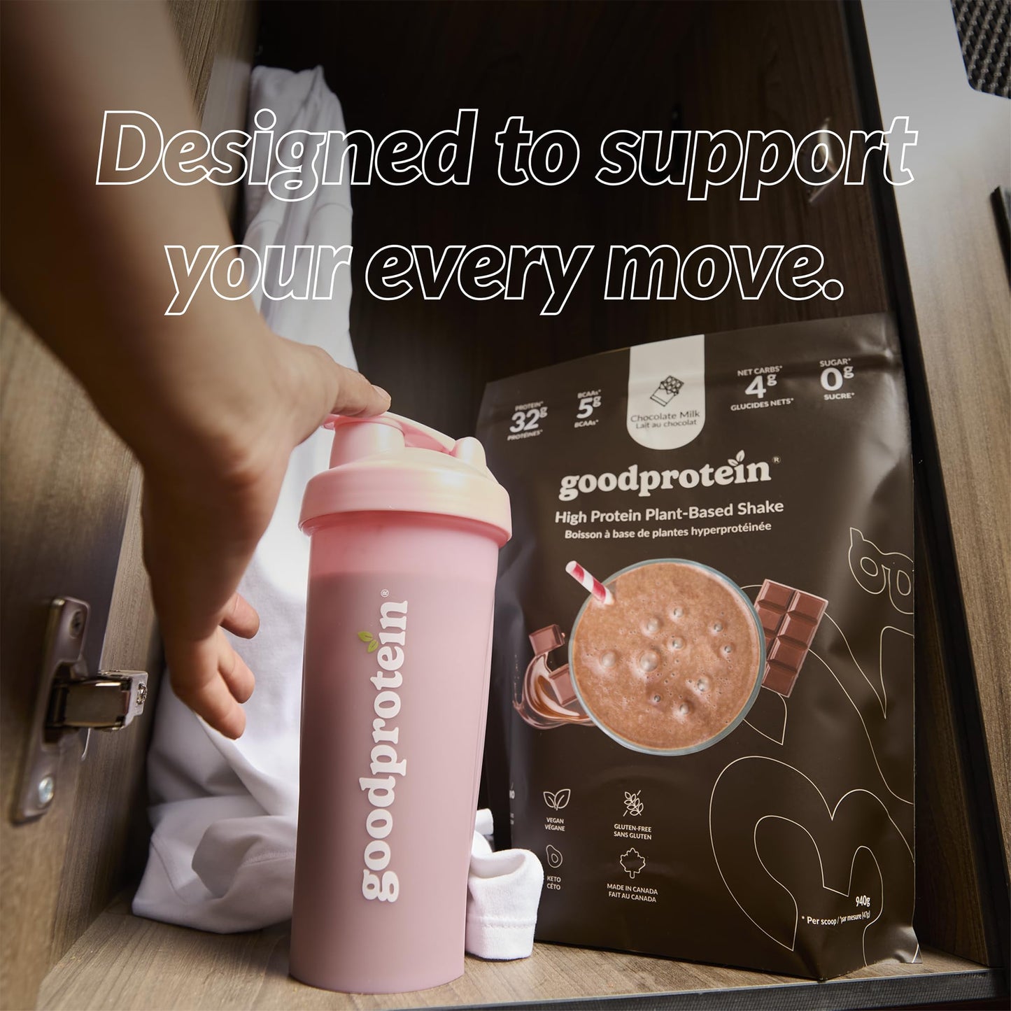 Good Protein – 32g Protein, Vegan High Protein Powder, 100% Natural, Non-GMO, Dairy-free, Gluten & Soy Free and No Added Sugar. Plant-Based Protein Shake (Chocolate Milk, 940 g) 🍁 All In One Marketplace Canada