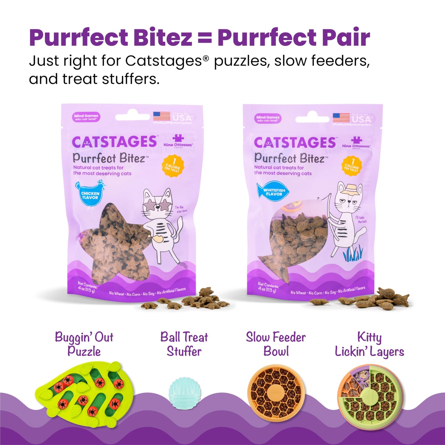 Catstages Buggin' Out Puzzle & Play, Interactive Treat Puzzle Cat Toy, Green 🍁 All In One Marketplace Canada