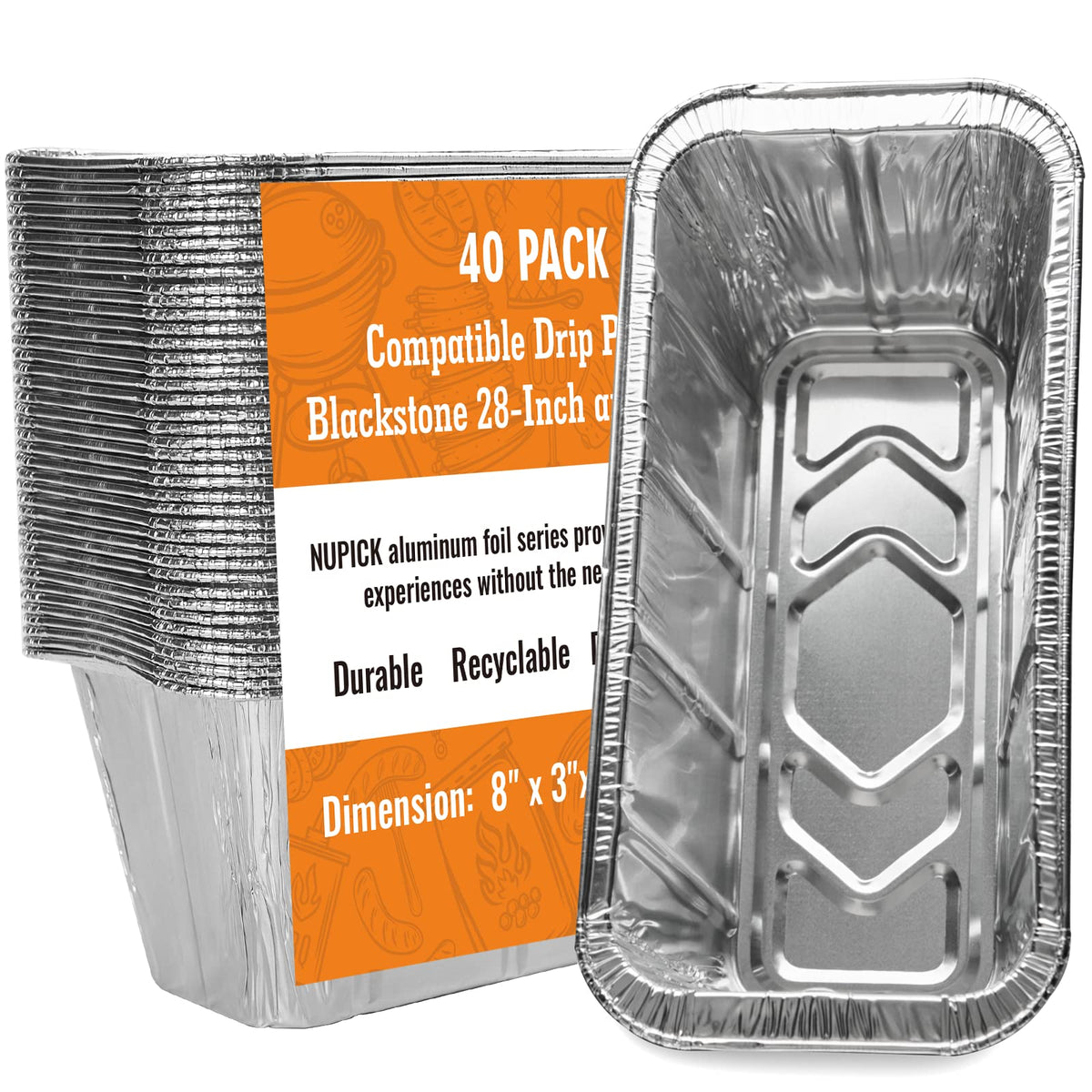 NUPICK 40 Pack Grease Cup Liners for Blackstone 17"/28"/36" Griddle, Drip Pan Liners for Blackstone 5017, Disposable Aluminum Foil Drip Pan Liner 🍁 All In One Marketplace Canada