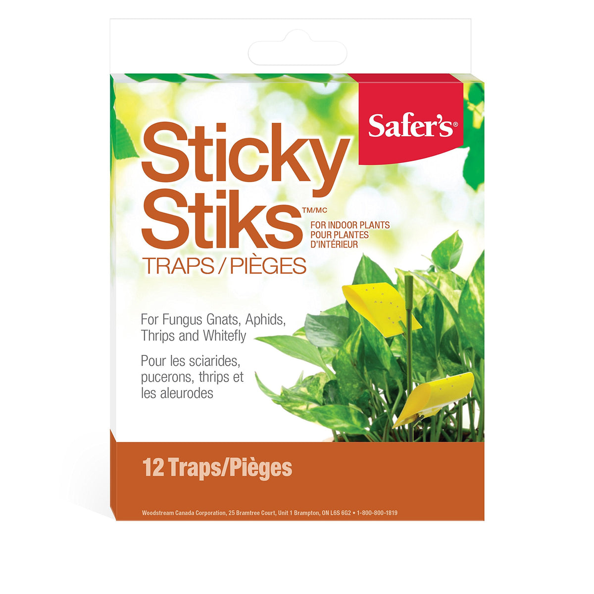 Safer's 07-2122CAN Houseplant Sticky Stake Insect Traps for Indoor Plants - Controls Fungus Gnats, Whiteflies, Midges, Thrips, Fruit Flies, and Black Flies - 12 Traps 🍁 All In One Marketplace Canada