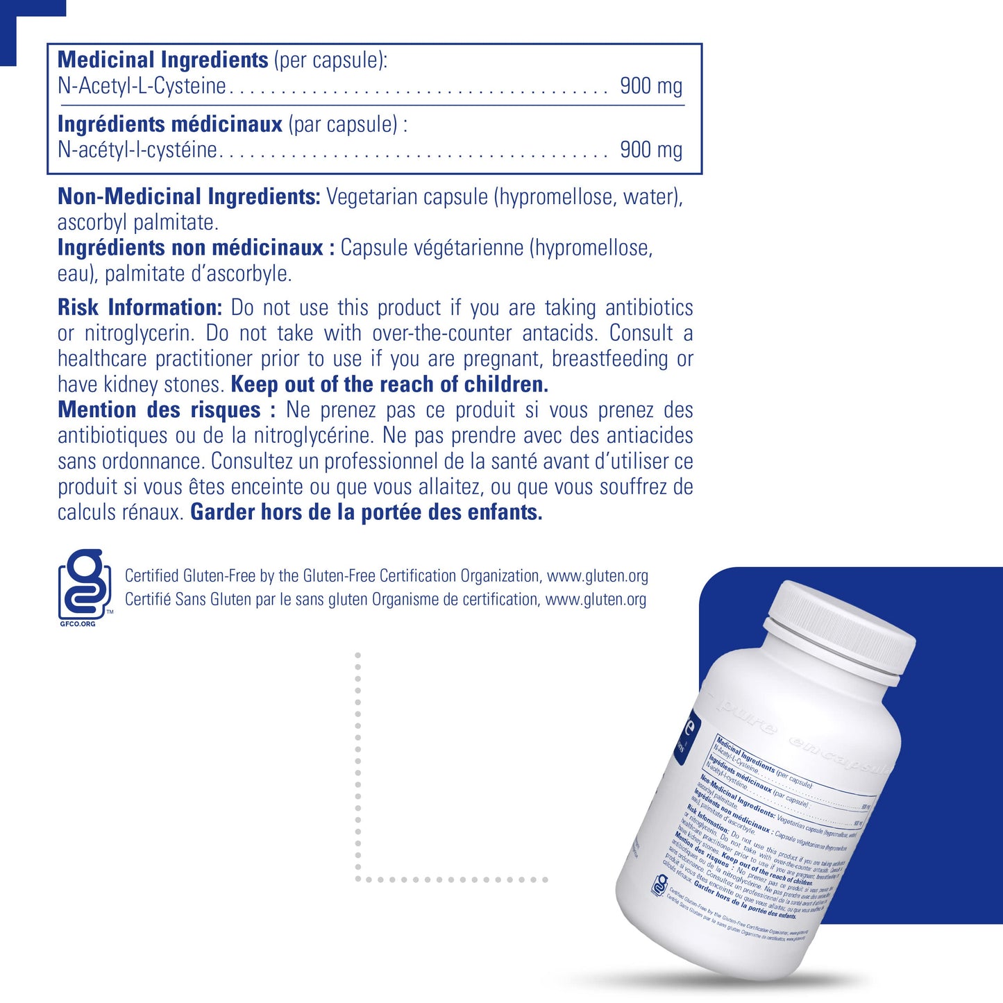Pure Encapsulations NAC 900 mg - N-Acetyl Cysteine Amino Acid Supplement for Immune Support, Liver & Antioxidants* - 120 Capsules 🍁 All In One Marketplace Canada