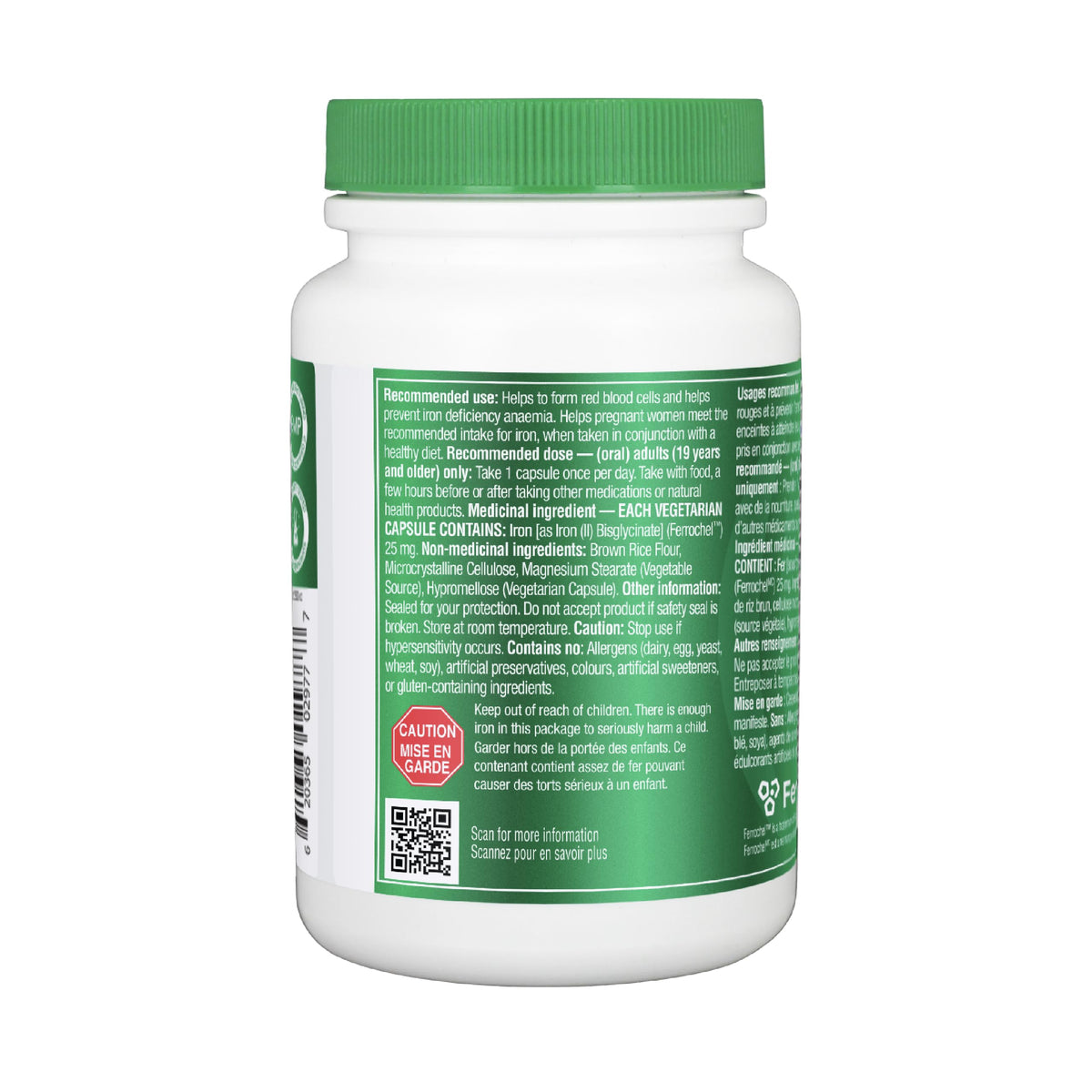 Organika Canadian-Made Absolute Iron - Iron Bisglycinate- High Availability, Gentle on Stomach, Boost Iron Levels- Beneficial for Women and Vegetarians- 120vcaps 🍁 All In One Marketplace Canada