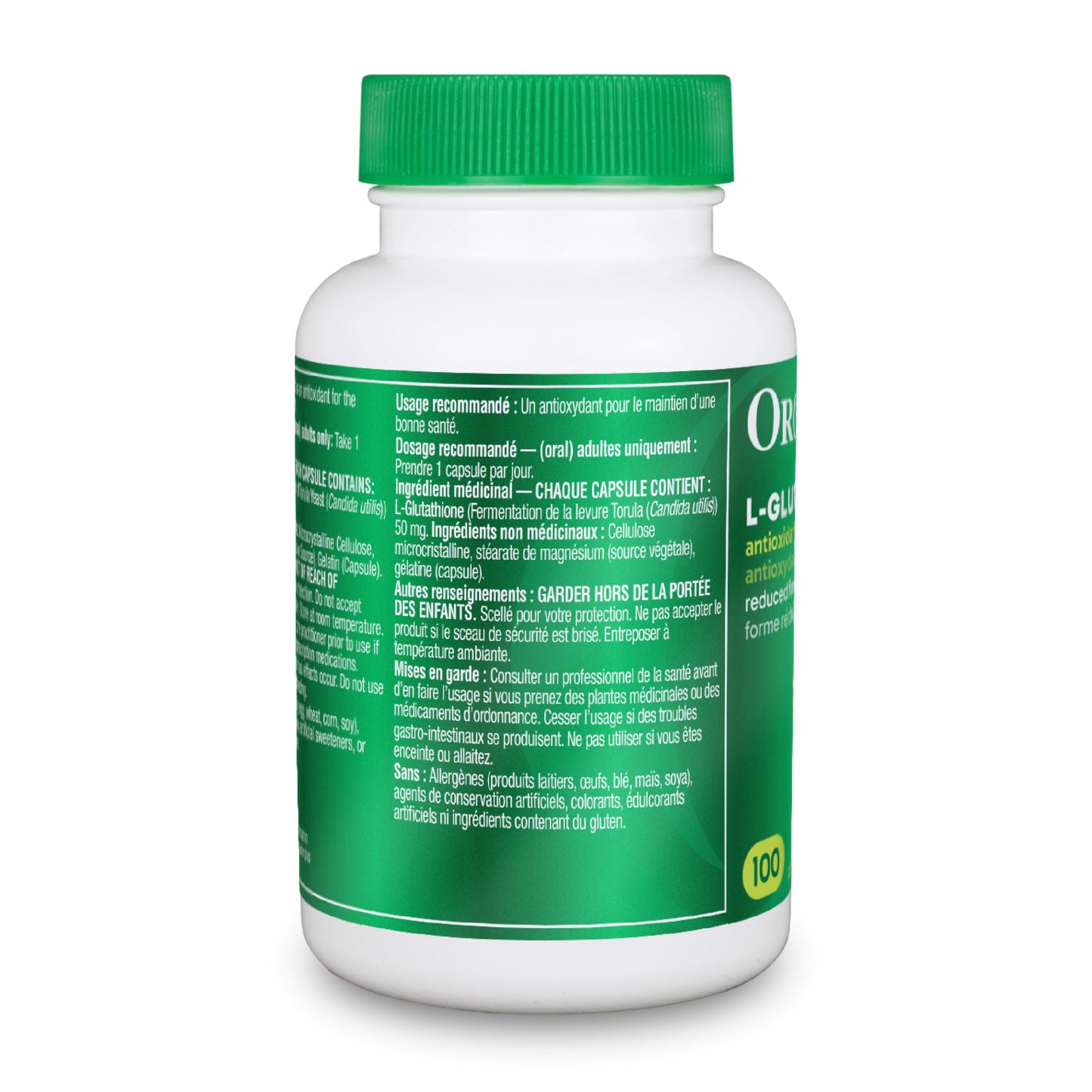 Organika Canadian-Made L-Glutathione (Reduced), Antioxidant and Detox Support -100 Caps 🍁 All In One Marketplace Canada