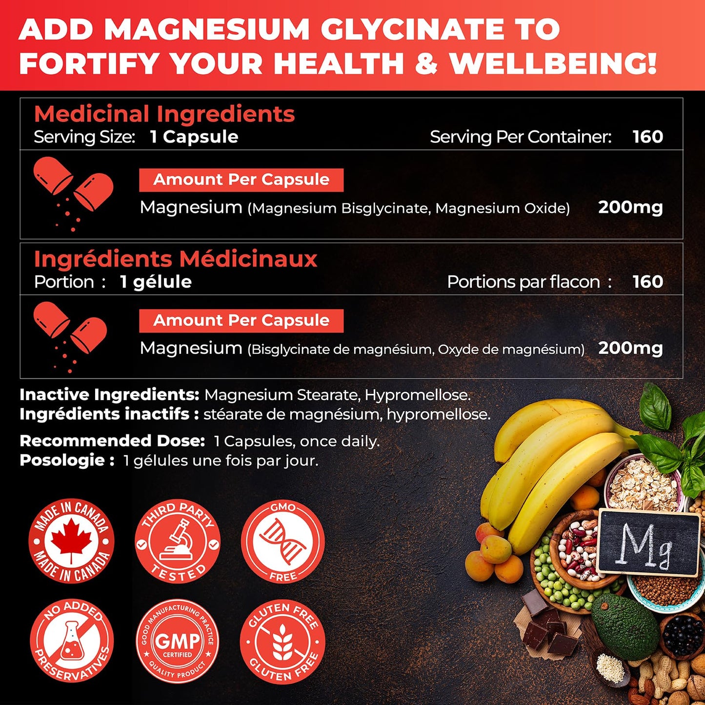 Magnesium Glycinate/Bisglycinate | Supports Sleep, Relaxation, Energy Metabolism & Muscle Function | Chelated | 200mg Elemental Magnesium | Stomach Friendly | Canadian Made, Quality Assured 🍁 All In One Marketplace Canada