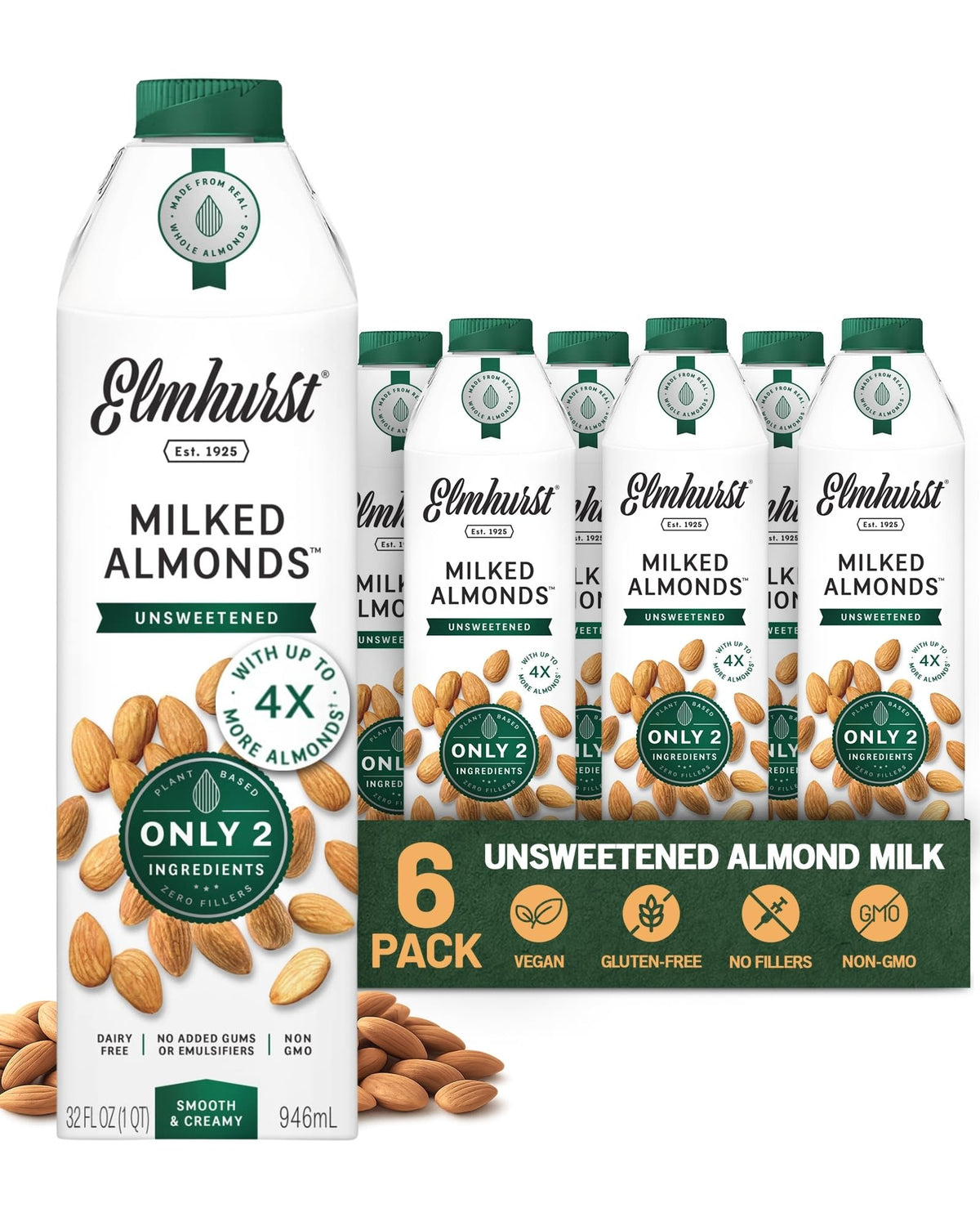 Elmhurst Unsweetened Almond Milk 6x946 ML 🍁 All In One Marketplace Canada