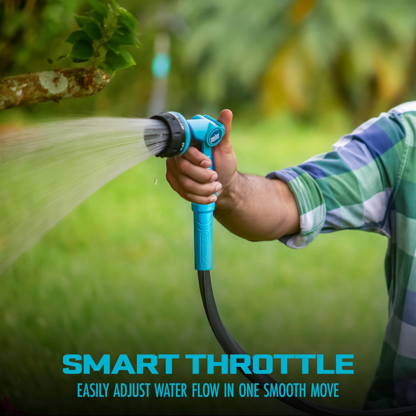 Aqua Joe AJHN102 Heavy Duty Indestructible Metal Multi Function Adjustable Hose Nozzle with Smart Throttle, Blue 🍁 All In One Marketplace Canada