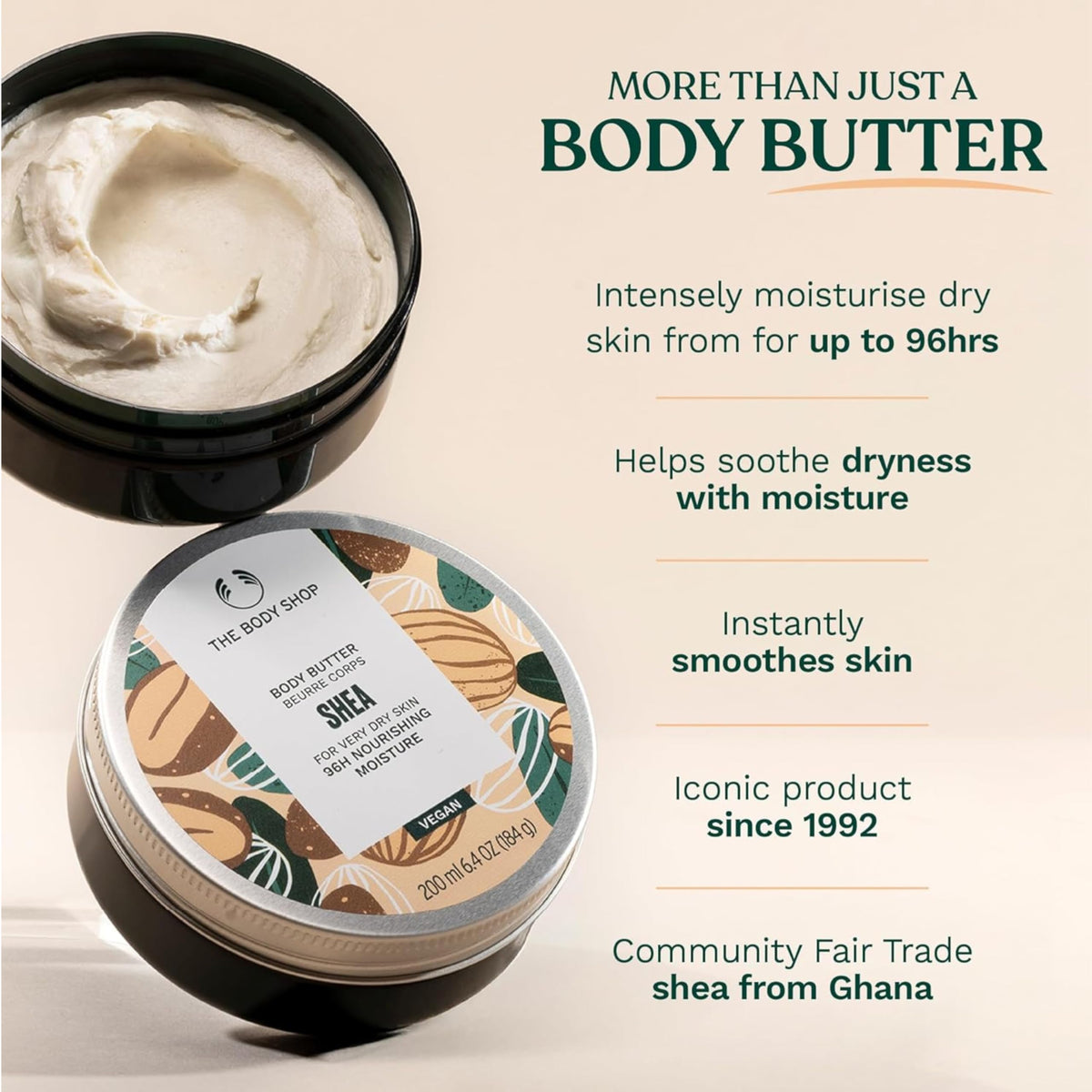 The Body Shop Shea Body Butter for Very Dry Skin | Ultra-Rich Moisturizer with Raw Shea Butter | 96 Hour Hydration, 200ml 🍁 All In One Marketplace Canada