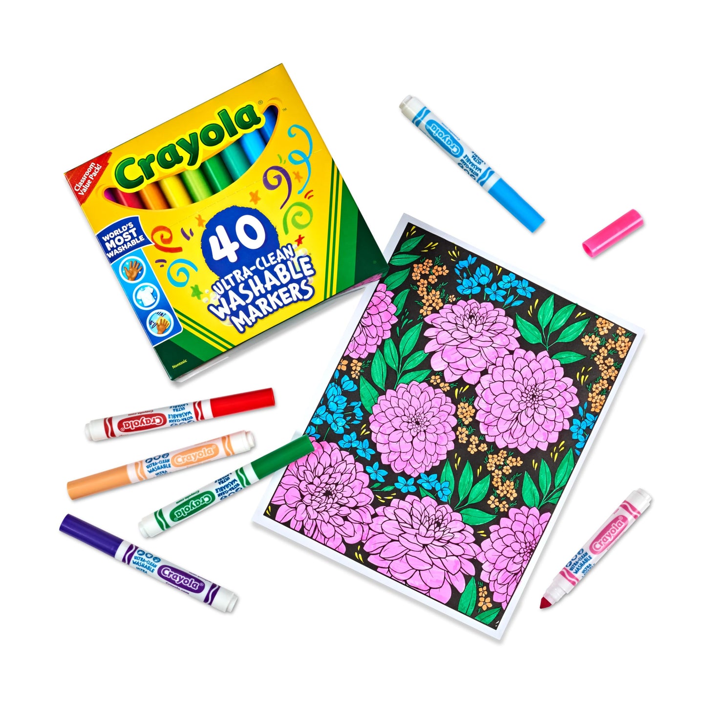 Crayola Ultra Clean Washable Markers, Broad Line Markers, Gifts, 40 Classic Colors 🍁 All In One Marketplace Canada