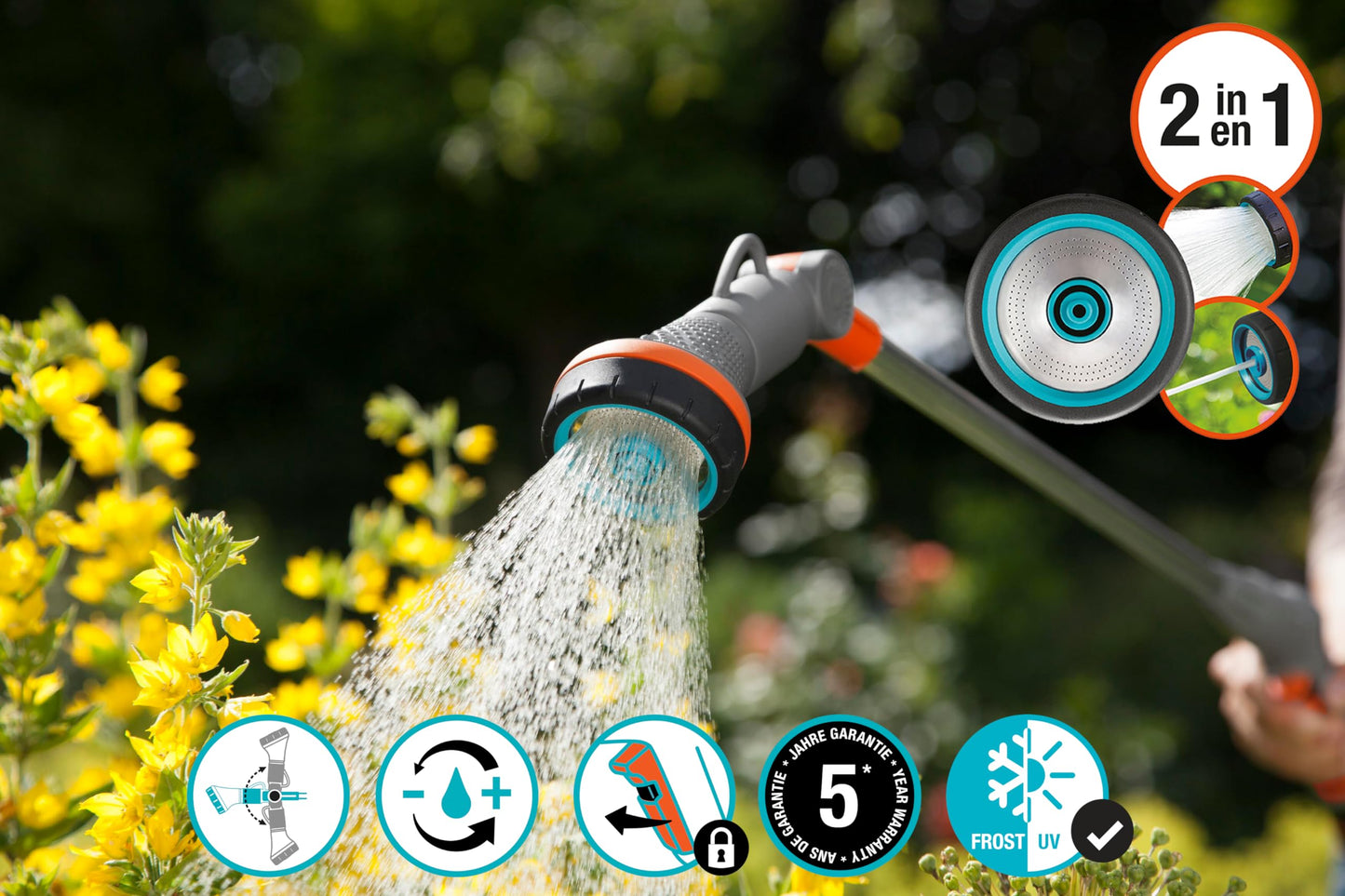 Gardena 6334-FP Frost-Proof Hanging Basket Spray Wand (36"/90cm), 2 Spray Patterns, for Watering Hanging Baskets and Plants in Remote Positions, Waterstop Quick Connector Included, Made in Germany 🍁 All In One Marketplace Canada