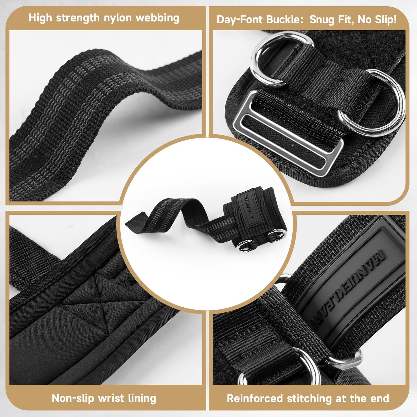 MANUEKLEAR Non-Slip Wrist Straps for Weightlifting Deadlifting, Gym Lifting Straps with D Rings for Cable Machine Workout, 10mm Neoprene Padded Weight lifting Wrist Wraps for Men Women (Black, M (6.3-7.5inch)) 🍁 All In One Marketplace Canada