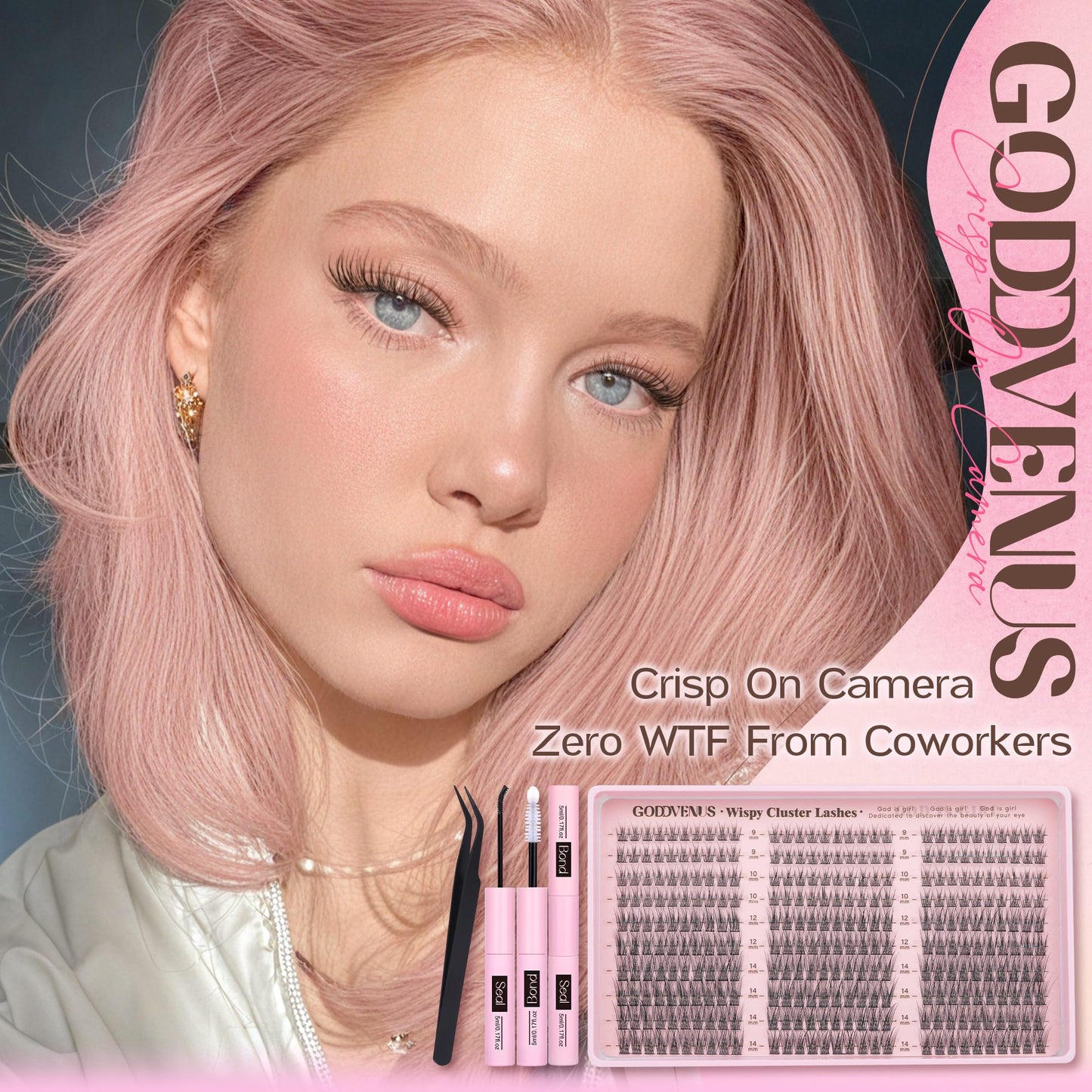 Goddvenus Lash Clusters Kit 9-14mm 300pcs Wispy Eyelash Cluster Lashes Natural DIY Lash Extension Kit Short Cluster Eyelash Extensions C Curl 🍁 All In One Marketplace Canada