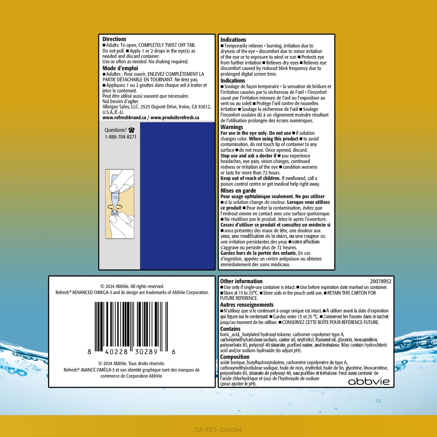 Refresh Advanced Omega-3 Lubricant Eye Drops – Preservative-Free, Natural Omega-3 Oil for Long-Lasting Dry Eye Relief – 30 Single-Use Containers (0.4ml Each) - Total 12 mL 🍁 All In One Marketplace Canada
