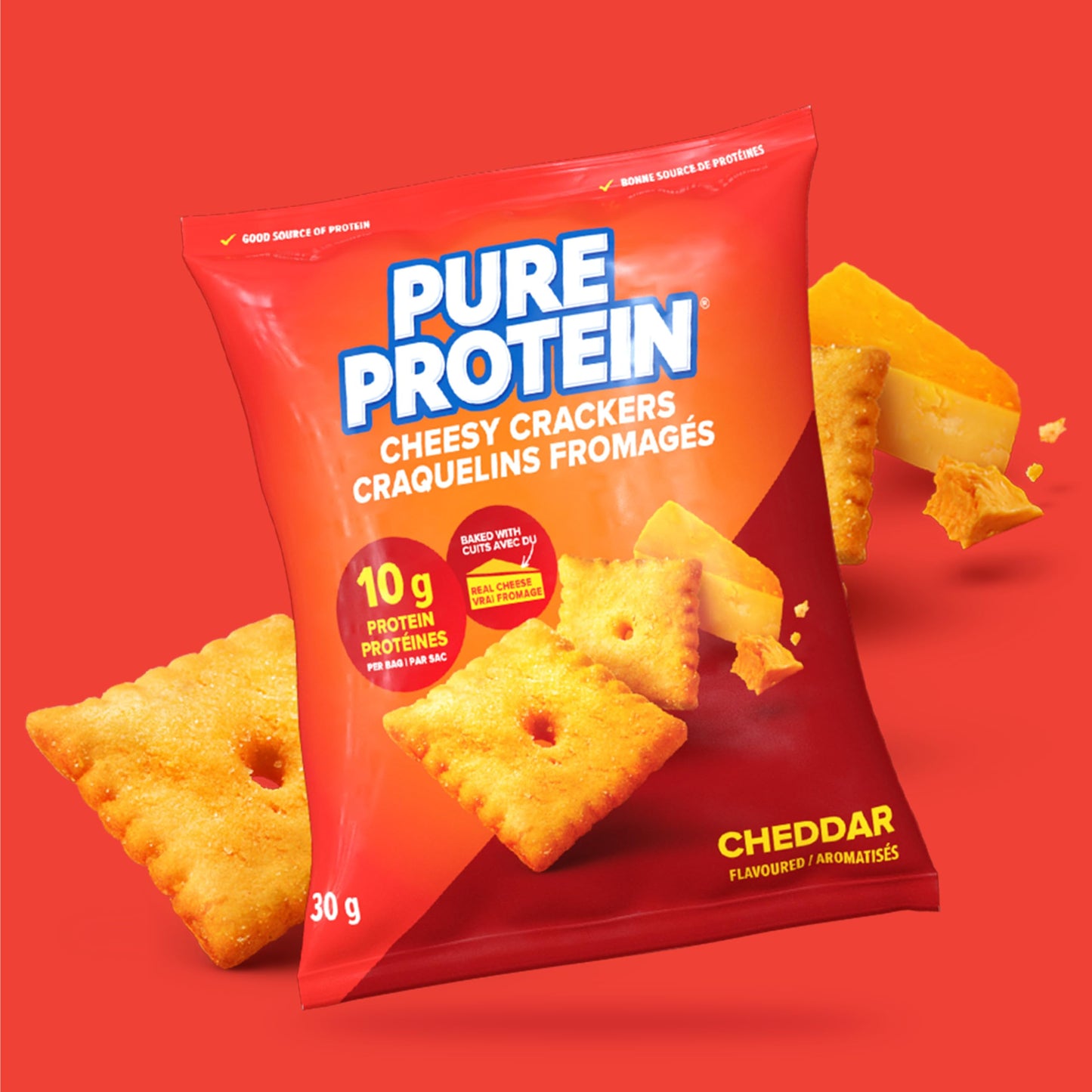 Pure Protein Cheesy Crackers, Cheddar, High Protein Snack, 10G Protein, Pack of 8 🍁 All In One Marketplace Canada