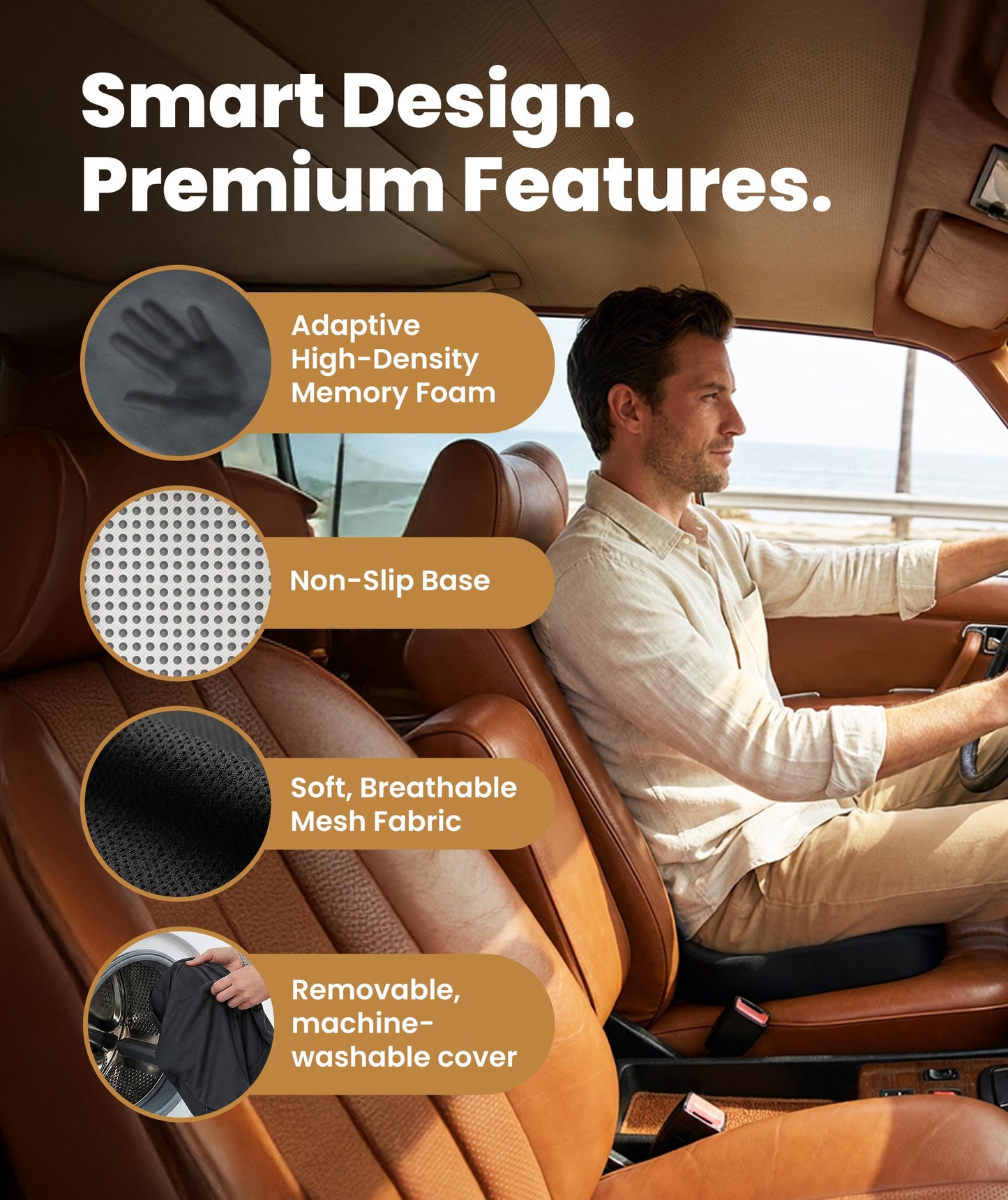 Everlasting Comfort Doctor Recommended Memory Foam Seat Cushion for Office Chairs & Car - Ergonomic Office Desk Accessories - Cushions for Tailbone Pain Relief, Sciatica (Black, Large) 🍁 All In One Marketplace Canada