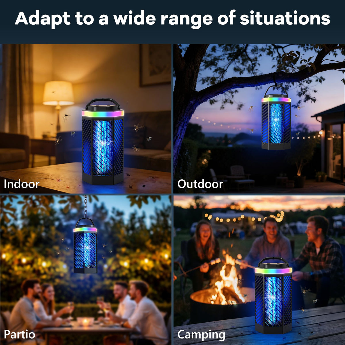 REOGLE Bug Zapper Outdoor Indoor, Rechargeable Mosquito Zapper with 8000mAh Battery & LED Night Light, USB Charging Electric Fly Zapper, Portable Fly Trap Fly Killer for Patio, Backyard, Garden 🍁 All In One Marketplace Canada