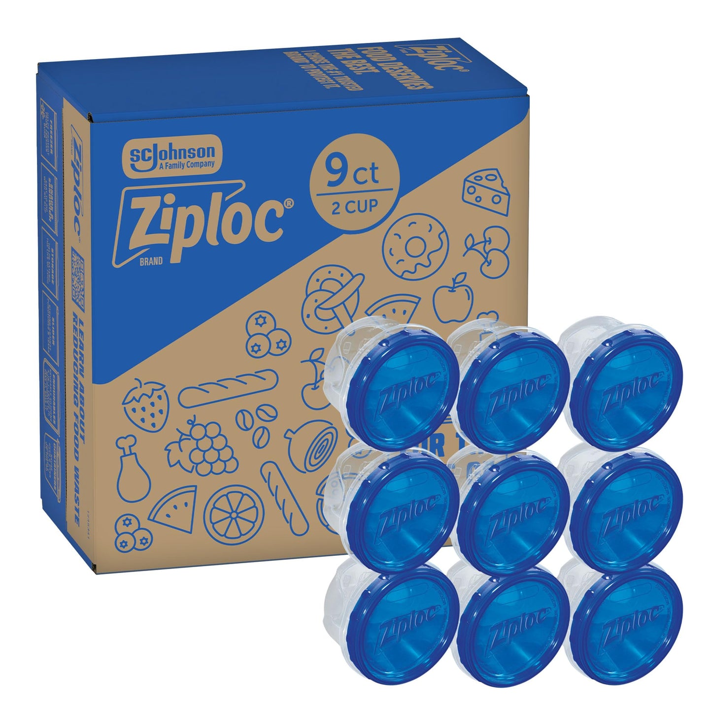 Ziploc Twist N Loc Reusable Containers, Leak-Proof Lid, Keeps Food Fresh, BPA Free, Microwave, Freezer and Dishwasher Safe Food Storage for Lunch and Leftovers, 9 Containers, 2 Cup Capacity 🍁 All In One Marketplace Canada