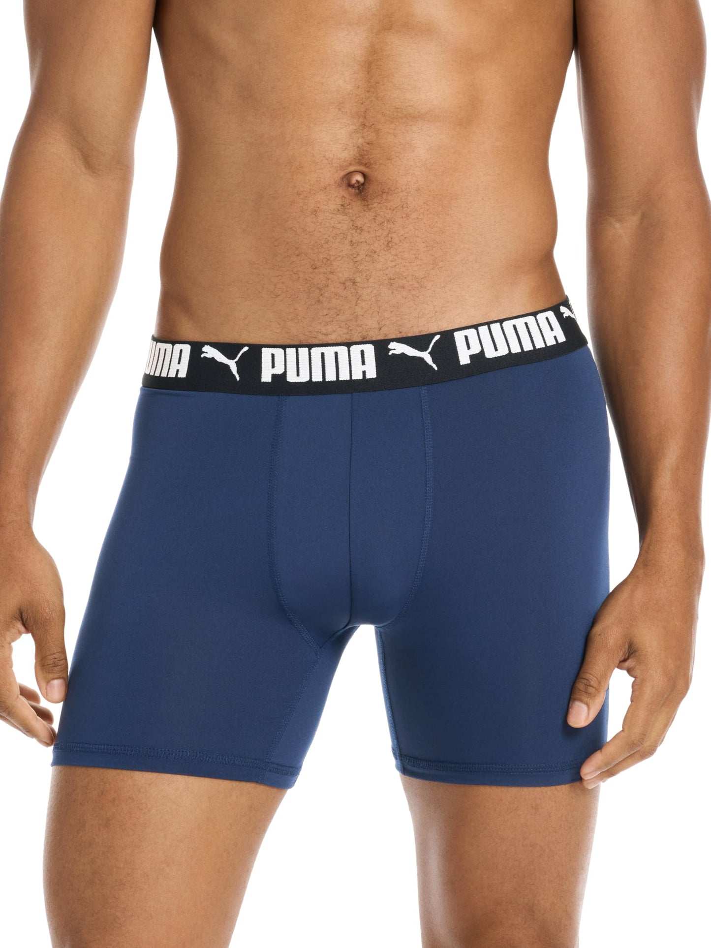 Puma Men's 4 Pack Active Stretch Boxer Briefs, Blue/Black/Gray, Small 🍁 All In One Marketplace Canada