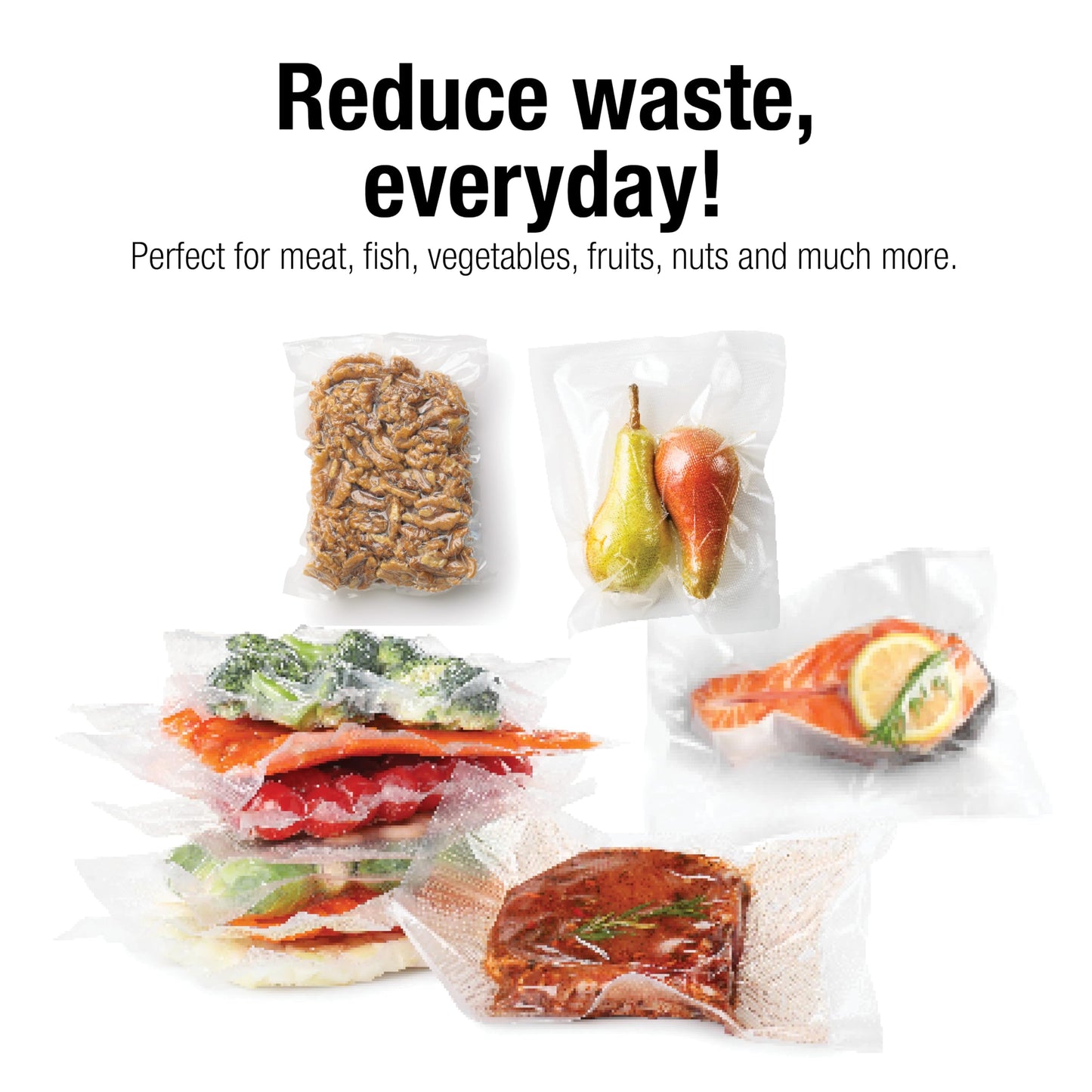 Cuisinart Universal Vacuum Food Saver Sealer Bags 2-Pack 8" x 20ft. Rolls (VSB-82C) BPA Free, Microwave & Freezer Safe , white 🍁 All In One Marketplace Canada