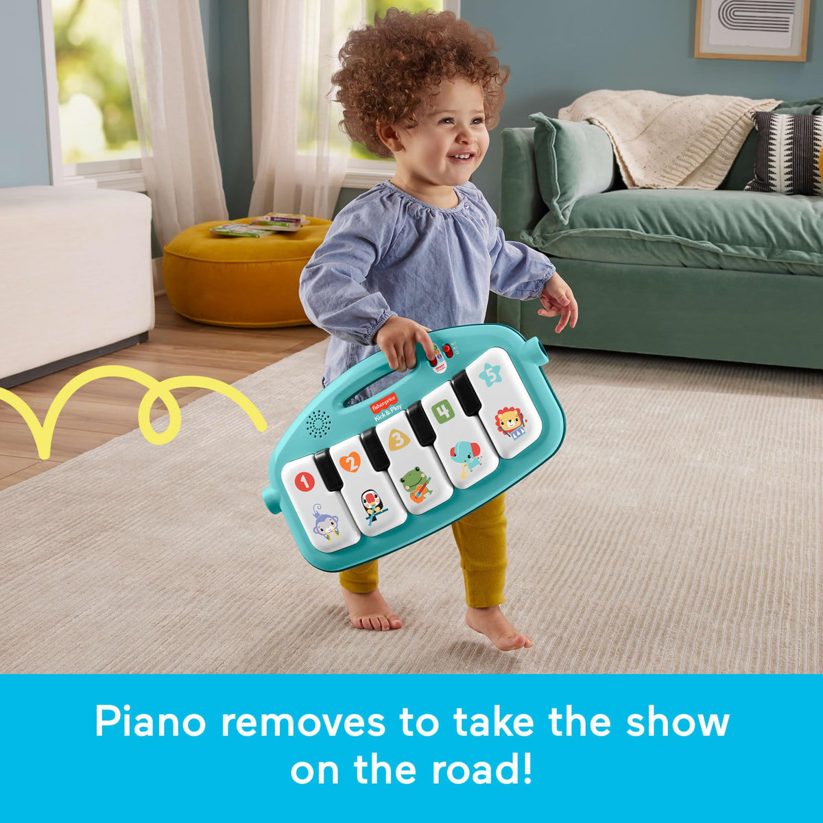 Fisher-Price Baby Playmat Glow and Grow Kick & Play Piano Gym, Blue Musical Learning Toy with Developmental Activities for Newborns 0+ Months 🍁 All In One Marketplace Canada
