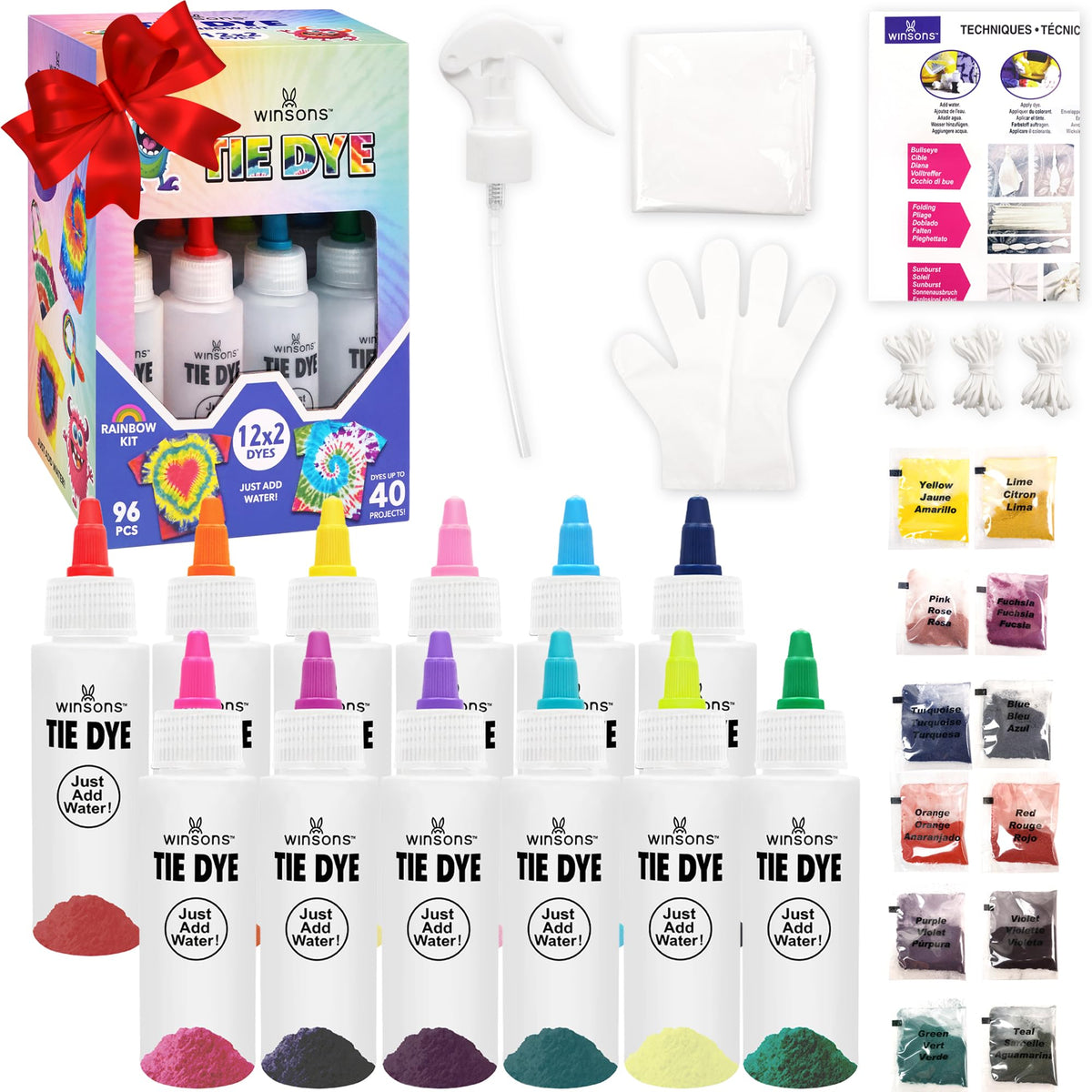 Tie Dye Kit, Tie Dye Set for Kids, 12 Vibrant Colors Pre-Filled Tye Dye Bottles, Non Toxic Permanent Fabric Dye Art Set, Easy DIY Fabric Art - Create Fun 🍁 All In One Marketplace Canada