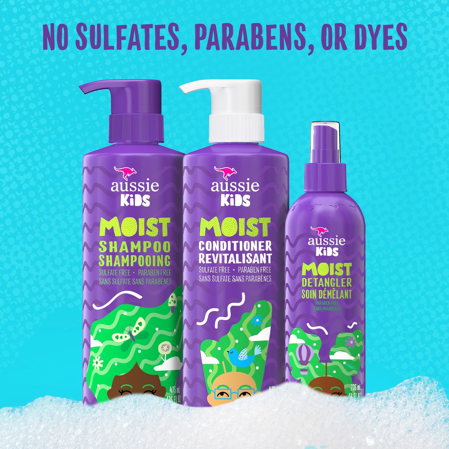 Aussie Kids Moist Detangler Pack for Kids, Shampoo & Conditioner, 475 mL each + Detangler Spray, 236 mL 🍁 All In One Marketplace Canada