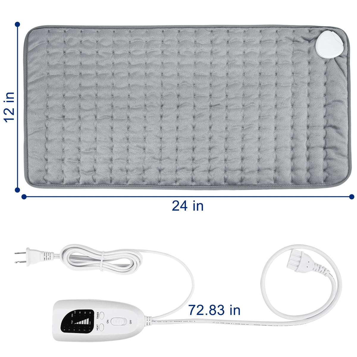24"x12" Heating Pad, Electric Heating Pad for Dry & Moist Heat, Electric Heat Pad with Multiple Temp & Timer Settings, Auto Off, Silver Gray 🍁 All In One Marketplace Canada