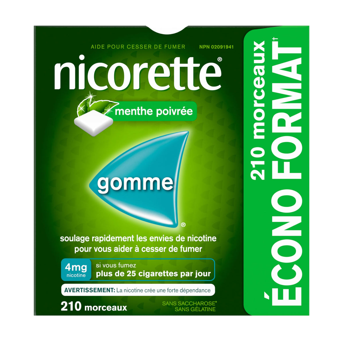 Nicorette Peppermint Gum, 4MG, Quit Smoking, Nicotine Gum, Smoking Cessation Aid, NRT, Reduce Cravings, 210 Pack 🍁 All In One Marketplace Canada
