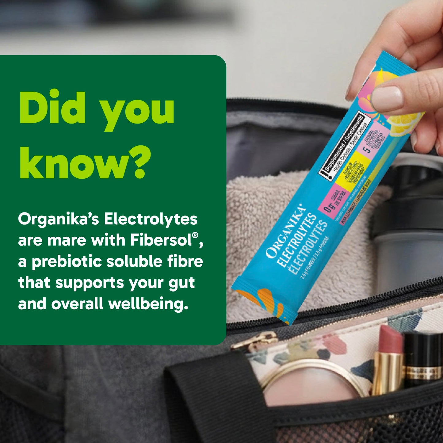Organika Canadian-Made Electrolytes Powder with Vitamin C & Prebiotic Fibre - Sugar-Free Hydration Drink Mix - Pink Lemonade - 20 Single-Serve Sachets x 3.5g 🍁 All In One Marketplace Canada