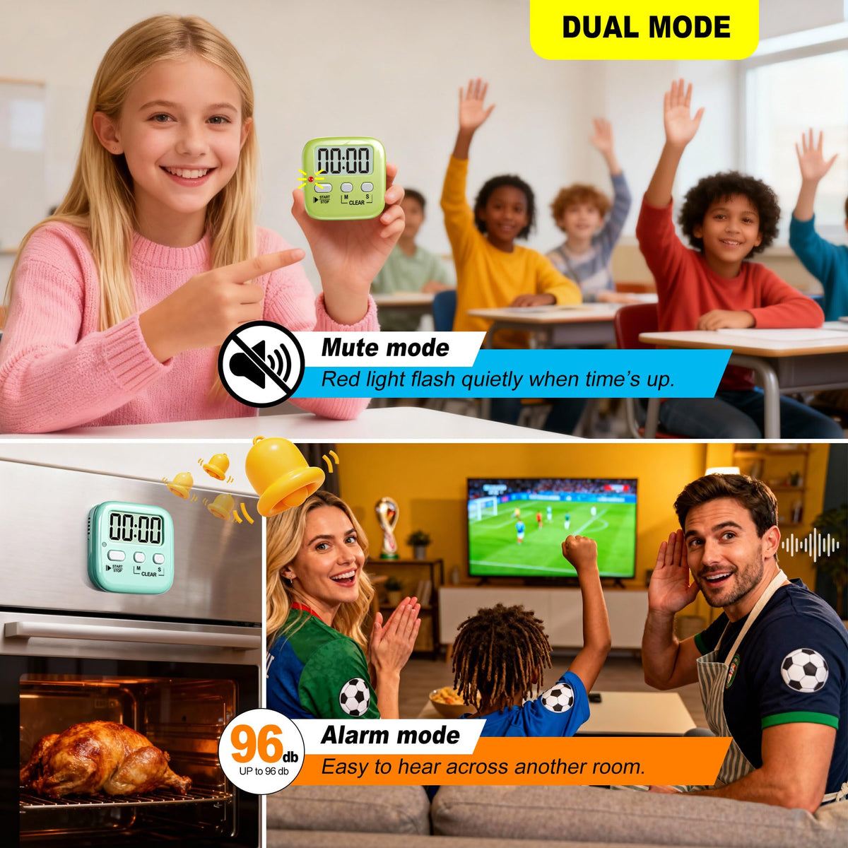 Antonki 2-Pack Kitchen Timer for Cooking, Digital Timer for Kids Teacher Study Classroom, Magnetic Countdown Minuteur for Egg Baking Oven Exercise - Battery Included 🍁 All In One Marketplace Canada