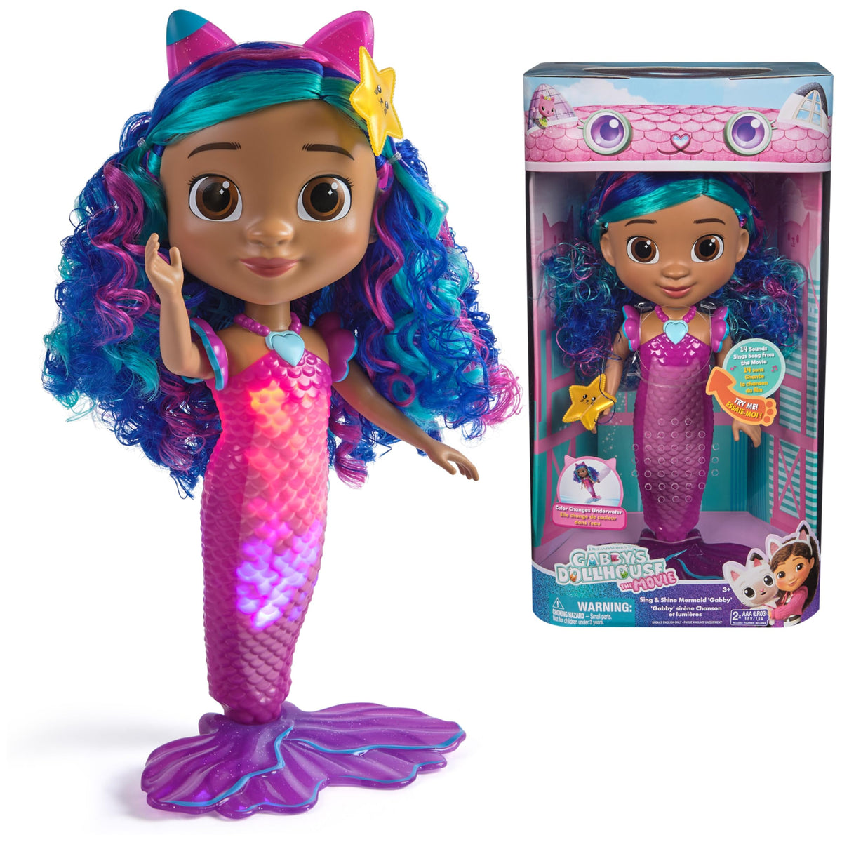 DreamWorks GABBY'S Dollhouse The Movie, Sing & Shine Mermaid Gabby, Waterproof Mermaid Doll with Lights & Sounds, Kids Toys for Girls & Boys Ages 3 and Up 🍁 All In One Marketplace Canada
